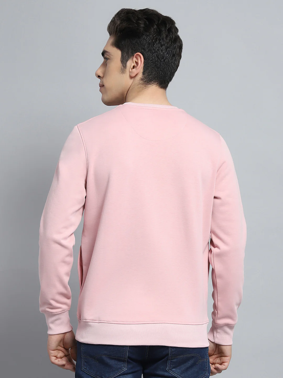 Men Pink Printed Round Neck Full Sleeve Sweatshirt - Image 5