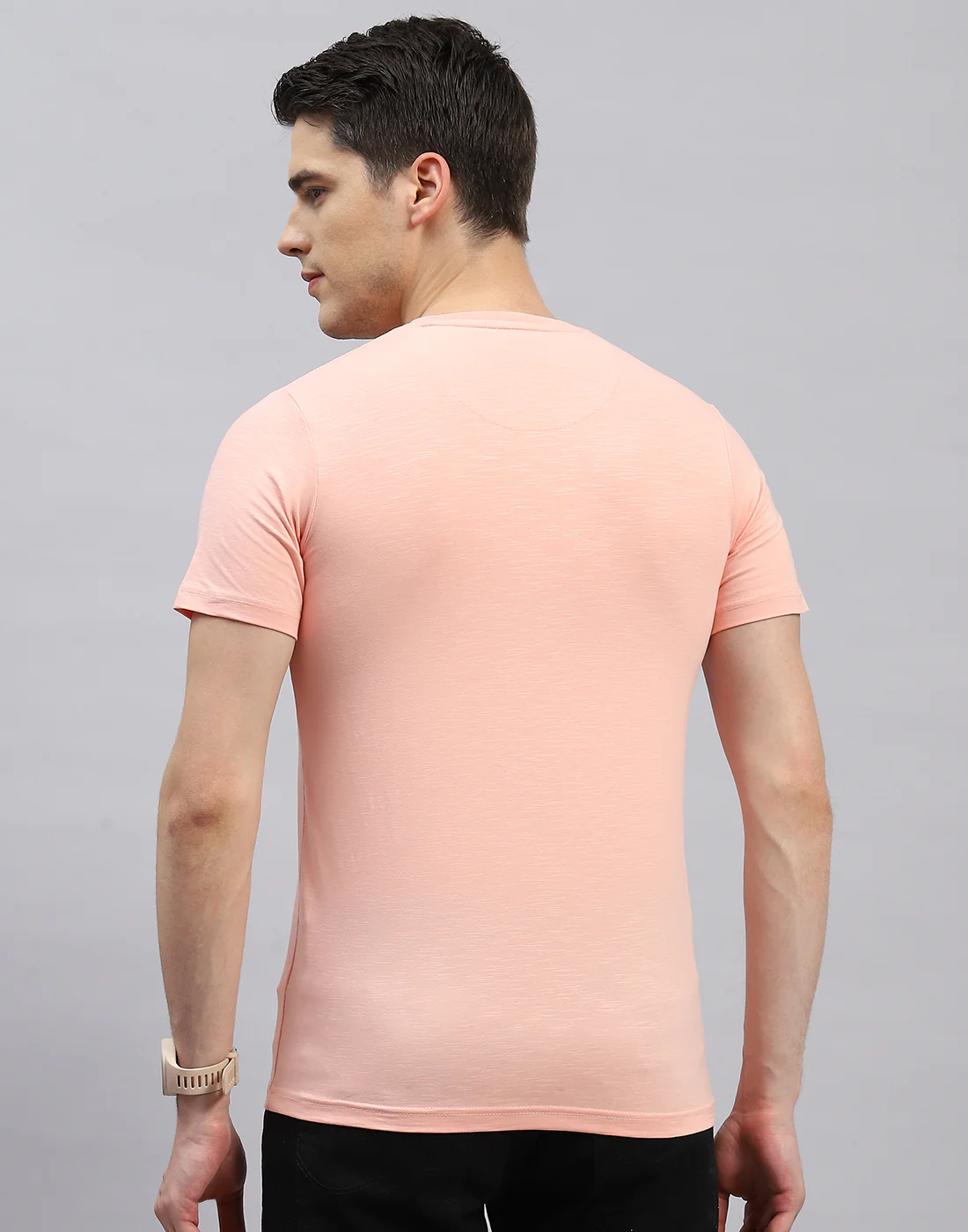 Men Pink Printed Round Neck Half Sleeve T-Shirt - Image 5