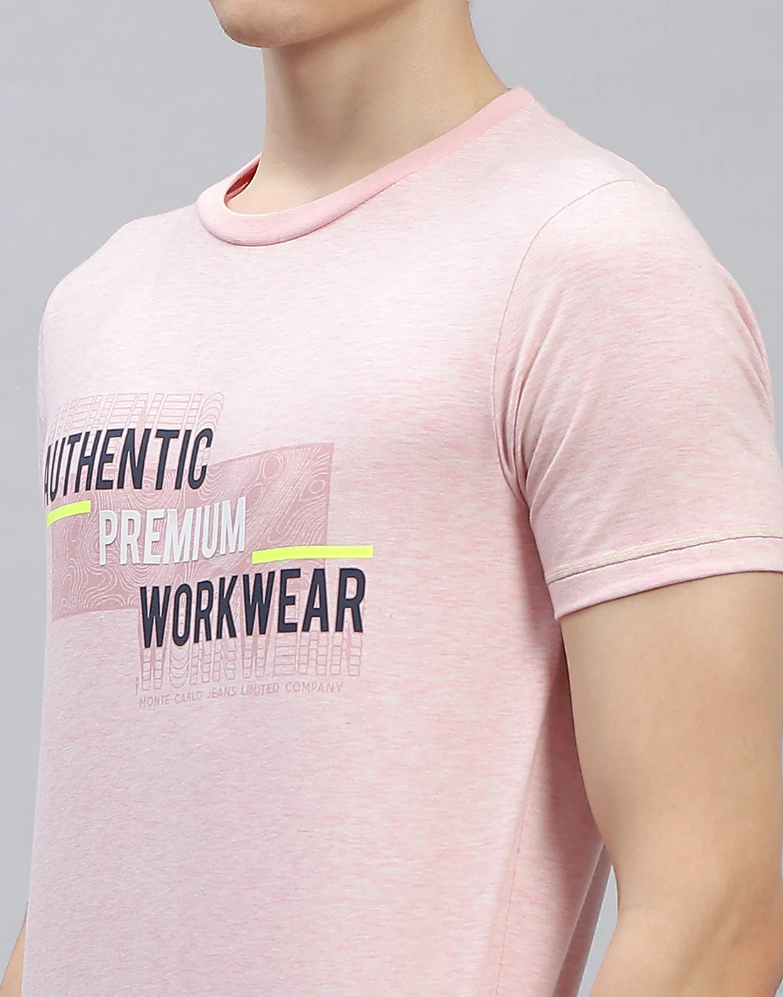 Men Pink Printed Round Neck Half Sleeve T-Shirt - Image 7