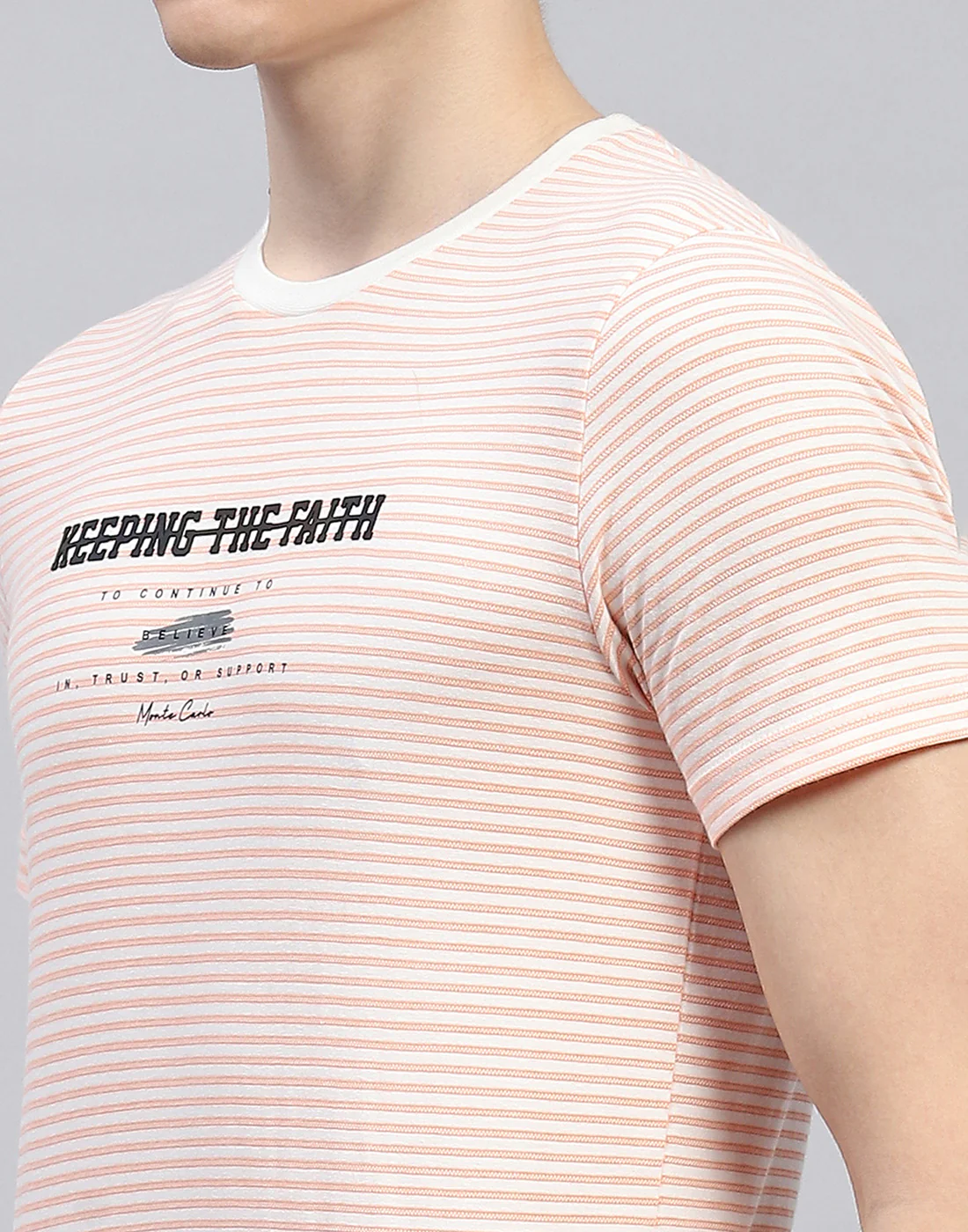 Men Pink Printed Round Neck Half Sleeve T-Shirt - Image 6