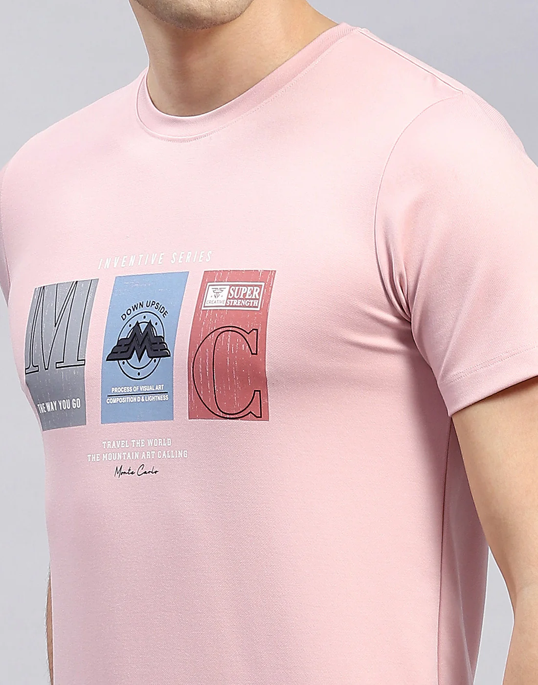 Men Pink Printed Round Neck Half Sleeve T-Shirt - Image 8