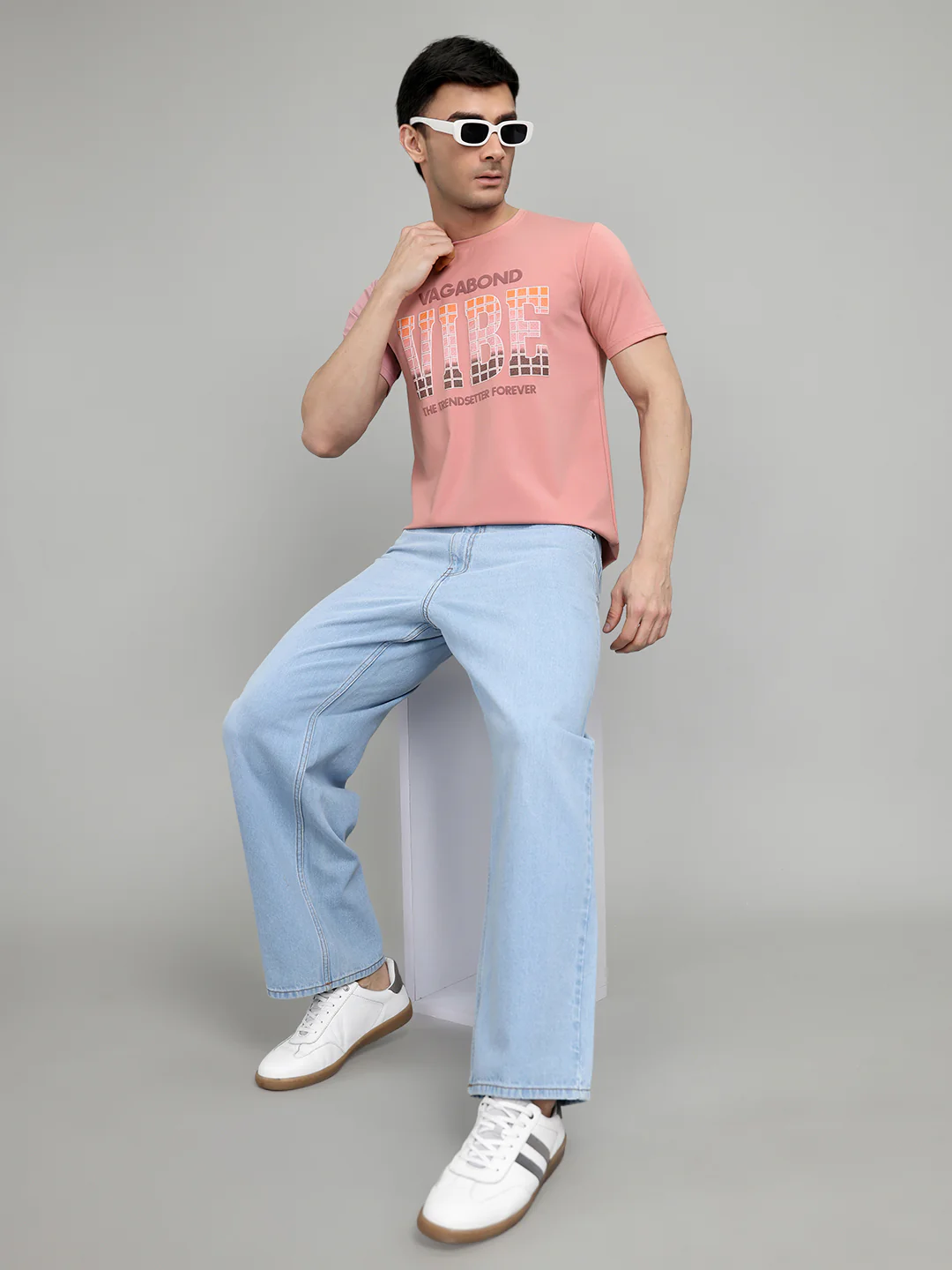 Men Pink Printed Round Neck Half Sleeve T-Shirt - Image 6