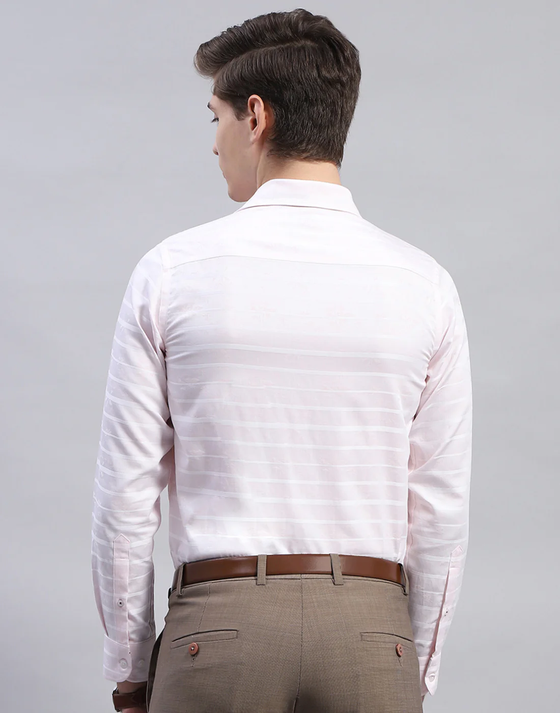Men Pink Solid Collar Full Sleeve Shirt - Image 5