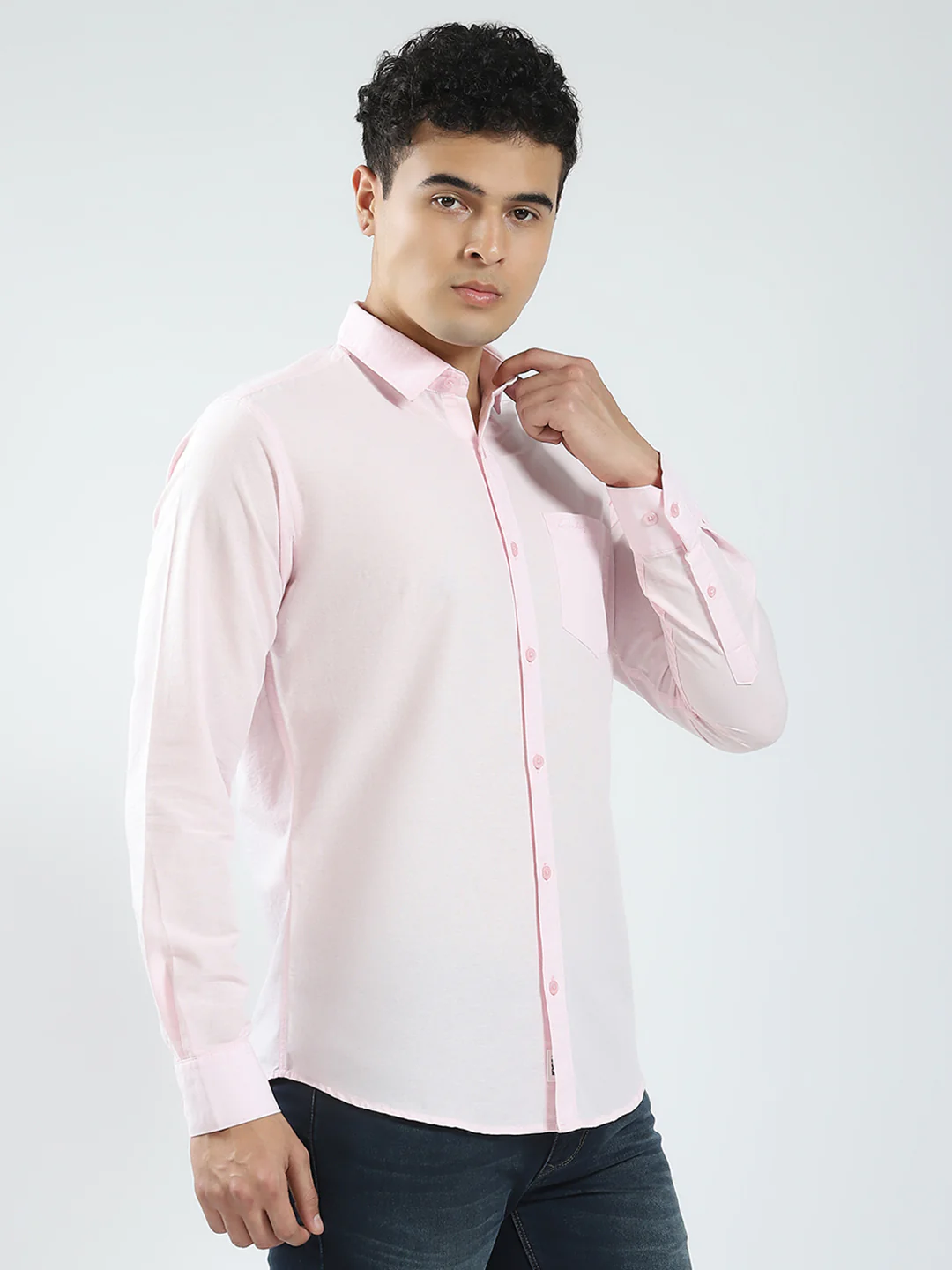 Rock.it Men Pink Solid Collar Full Sleeve Shirt - Image 4