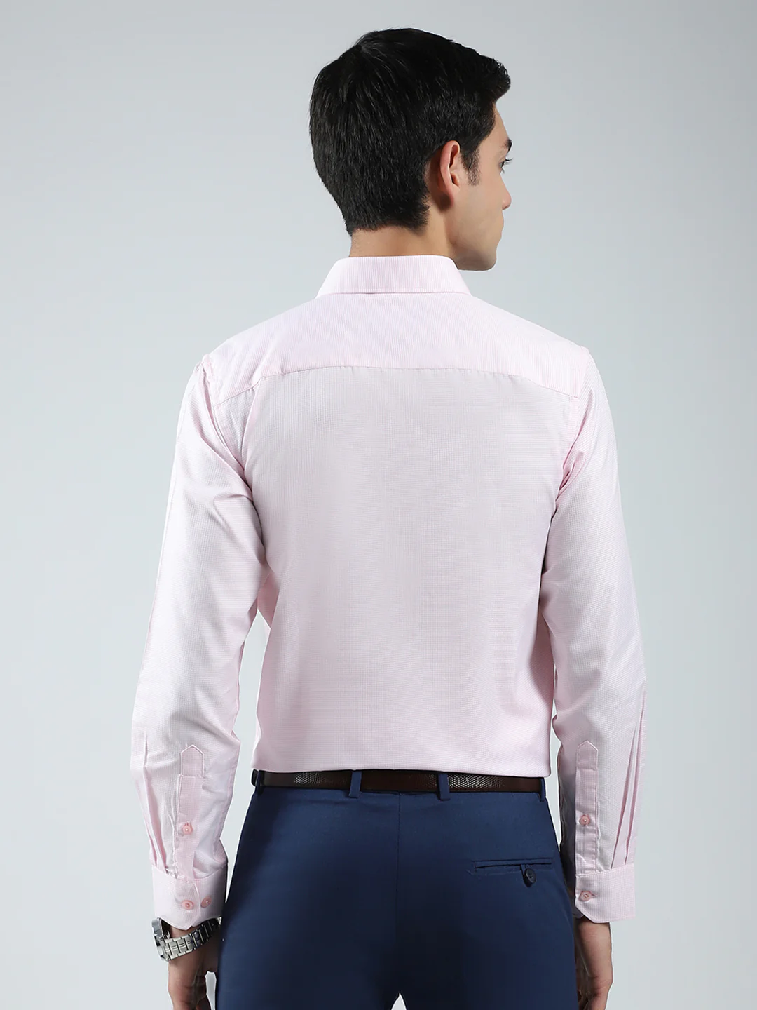 Men Pink Solid Collar Full Sleeve Shirt - Image 5