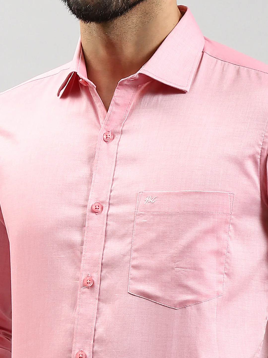 Men Pink Solid Collar Full Sleeve Shirts - Image 6