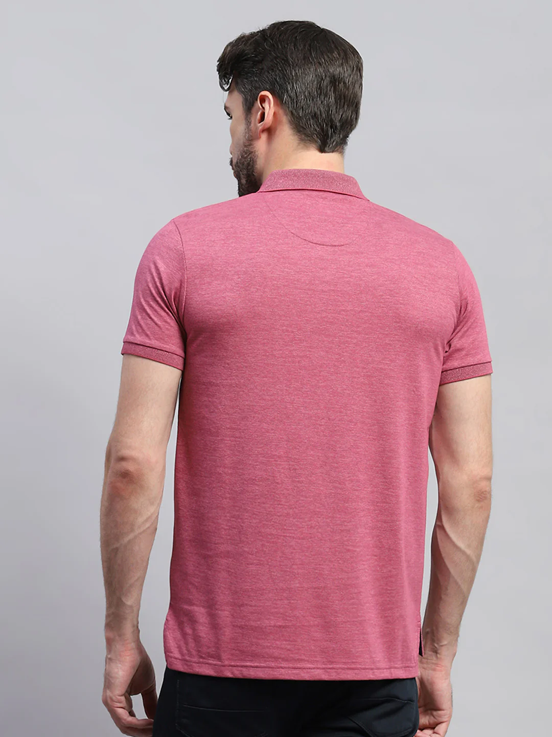 Men Pink Solid Collar Half Sleeve T-Shirt - Image 5