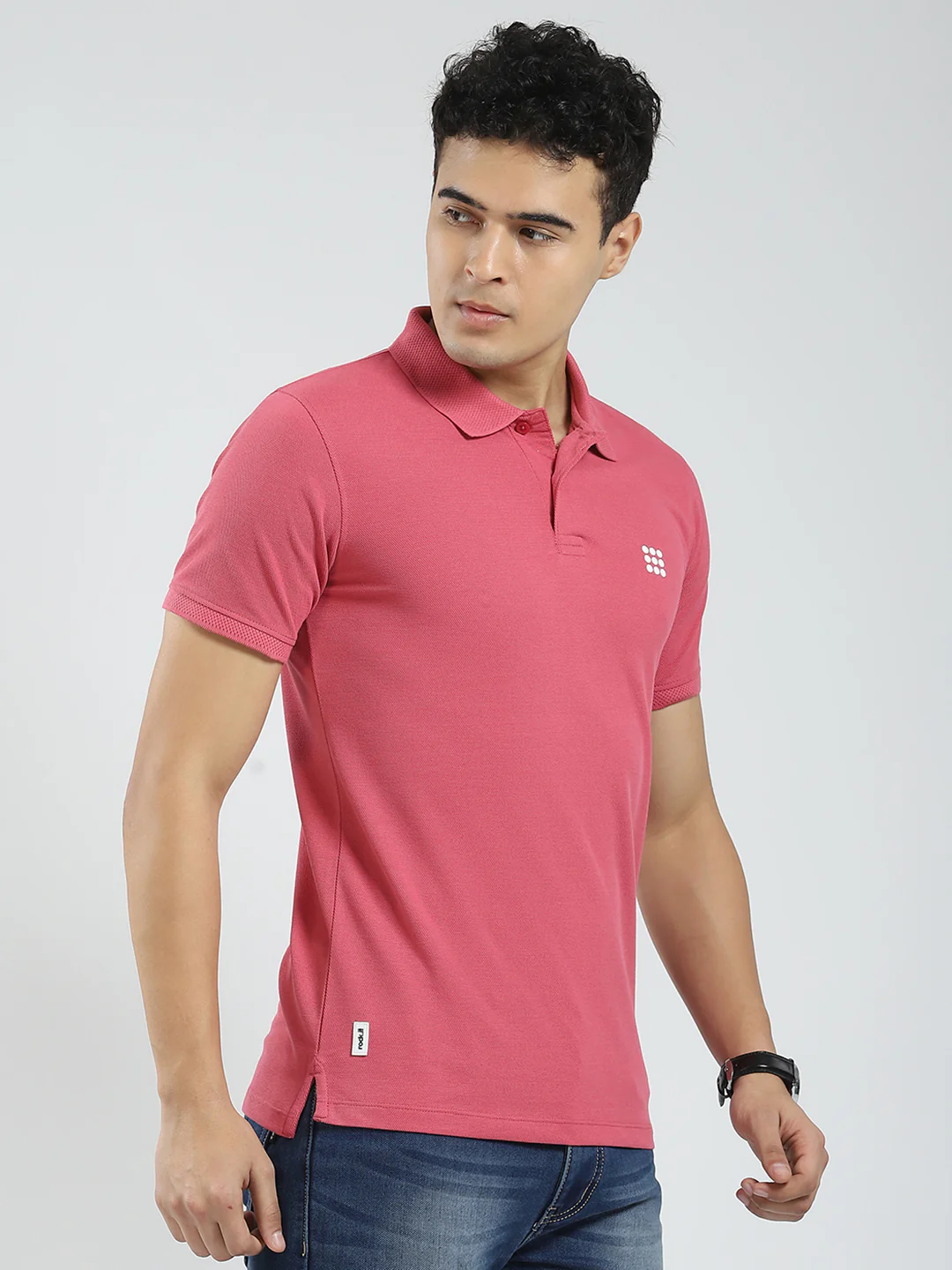 Rock.it Men Pink Solid Collar Half Sleeve T-Shirt - Image 4