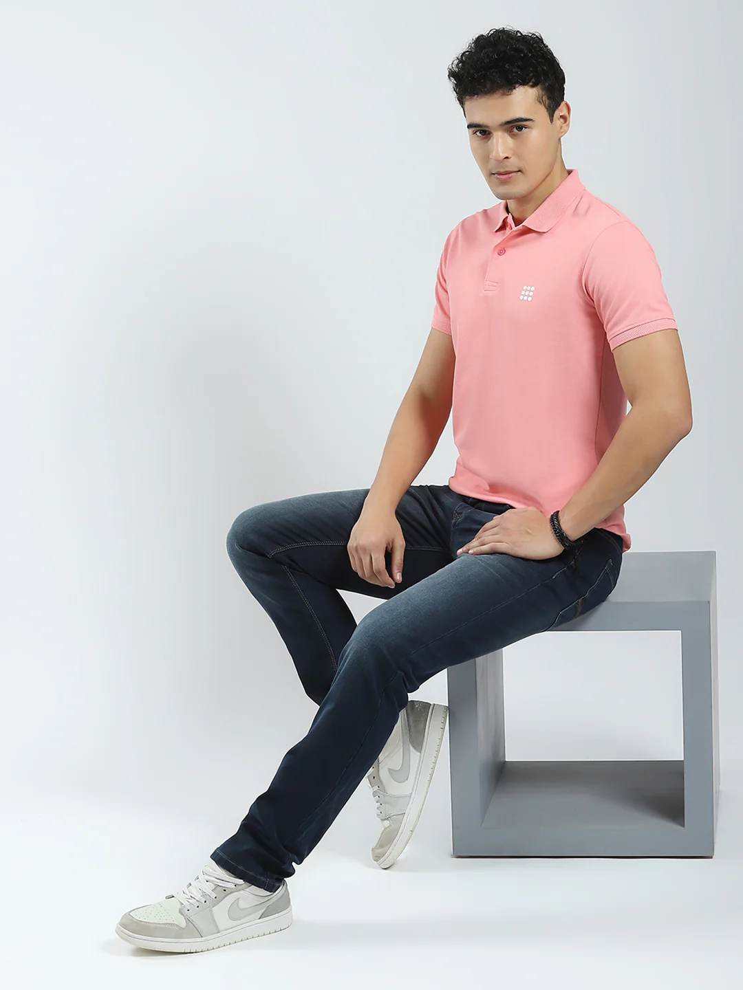 Rock.it Men Pink Solid Collar Half Sleeve T-Shirt - Image 2