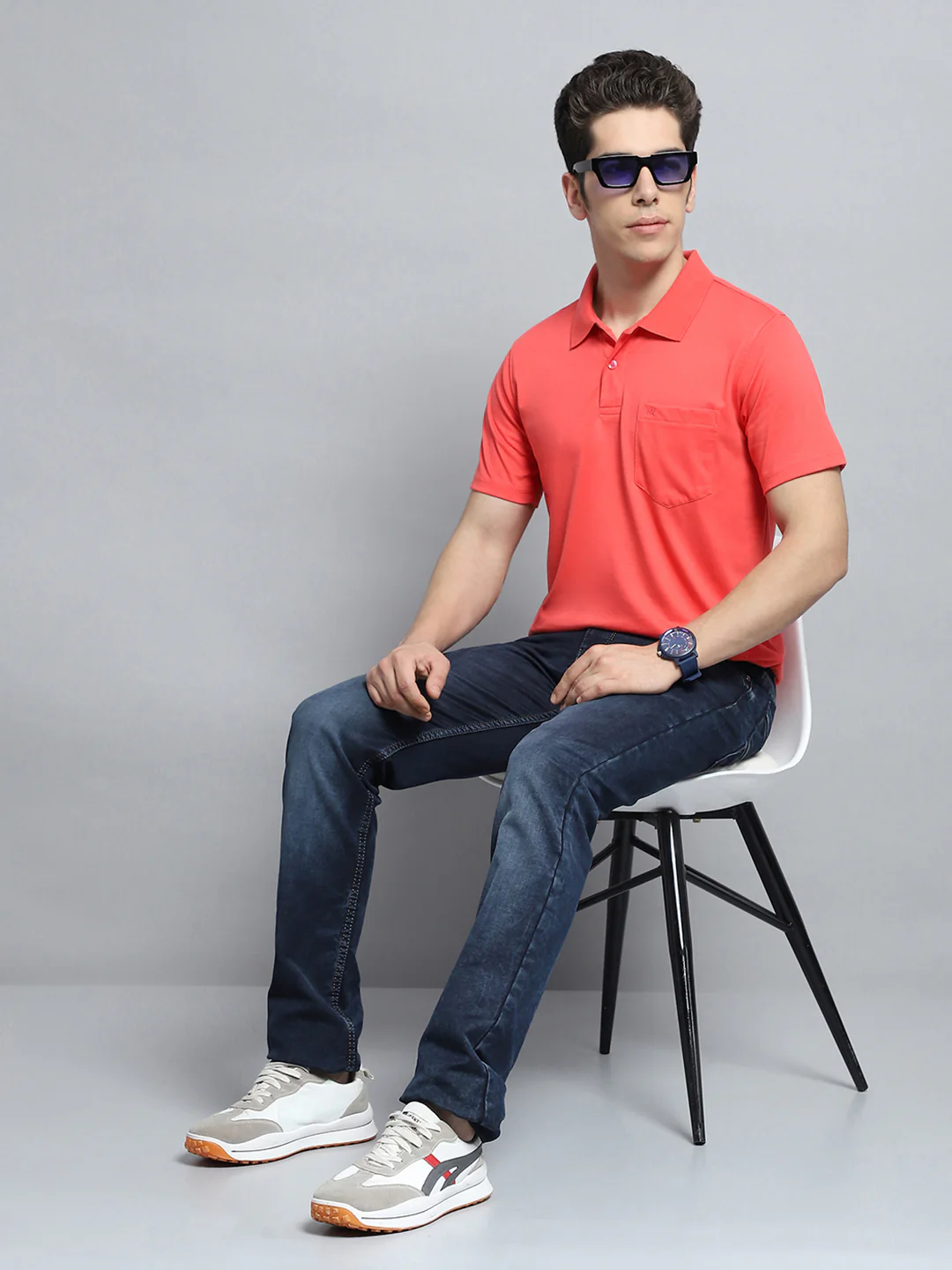 Men Pink Solid Collar Half Sleeve T-Shirt - Image 2