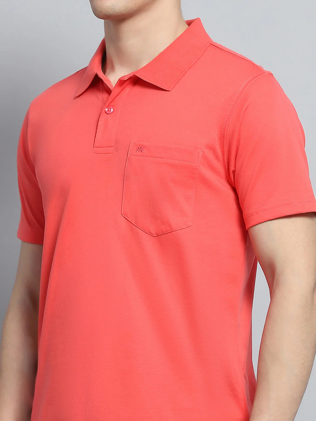 Men Pink Solid Collar Half Sleeve T-Shirt - Image 6