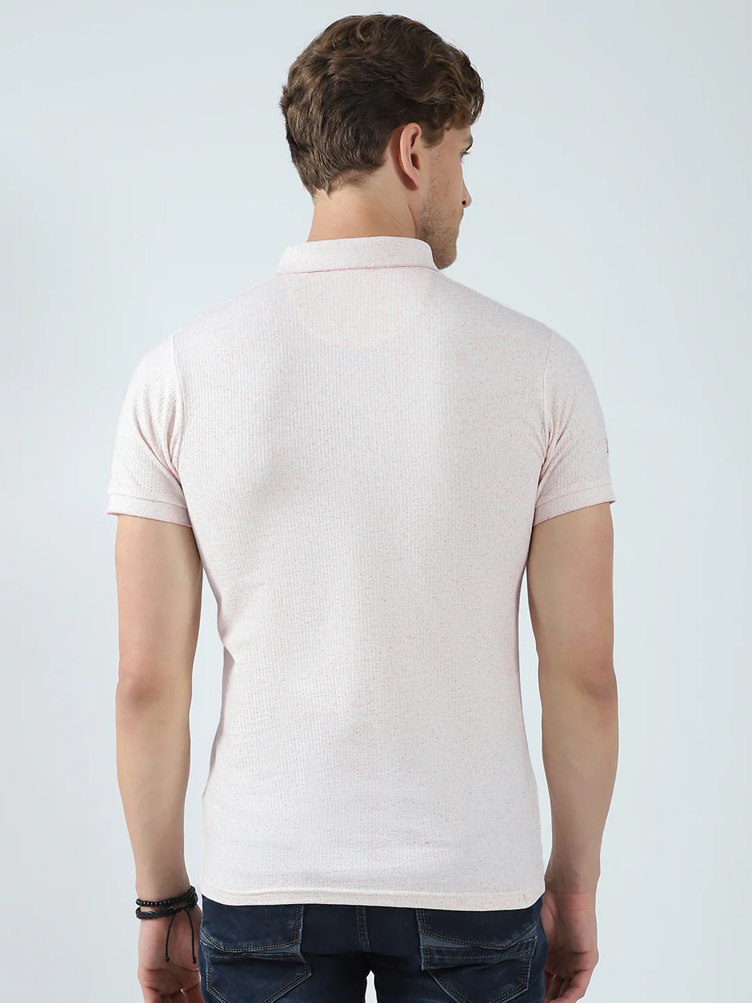 Men Pink Solid Collar Half Sleeve T-Shirt - Image 5