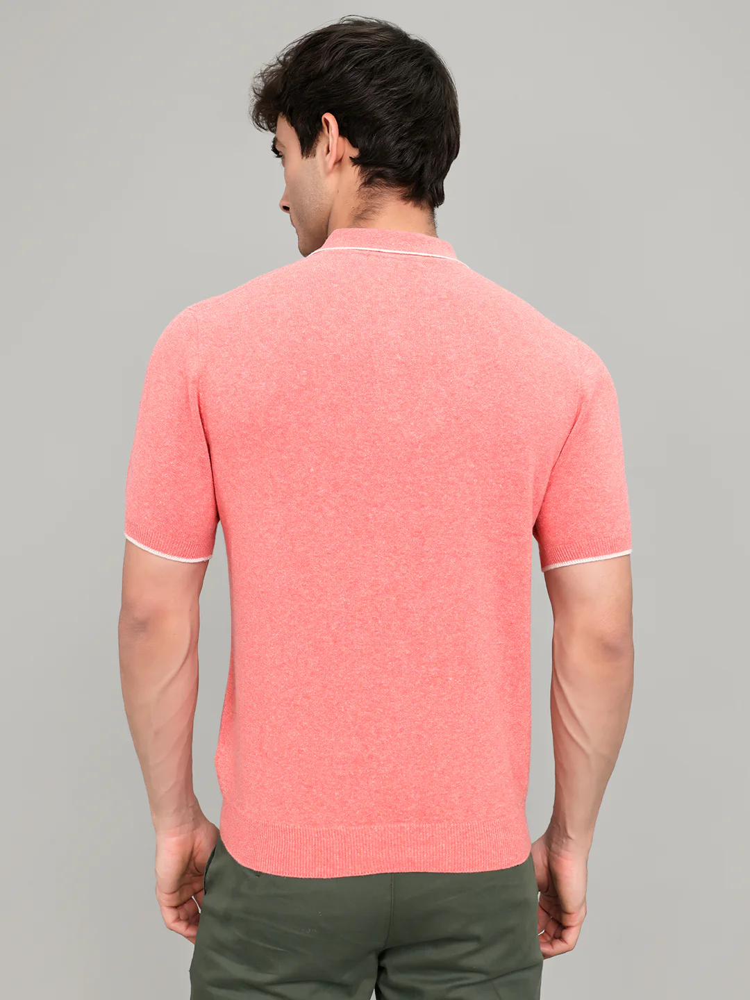 Men Pink Solid Collar Half Sleeve T-Shirt - Image 4