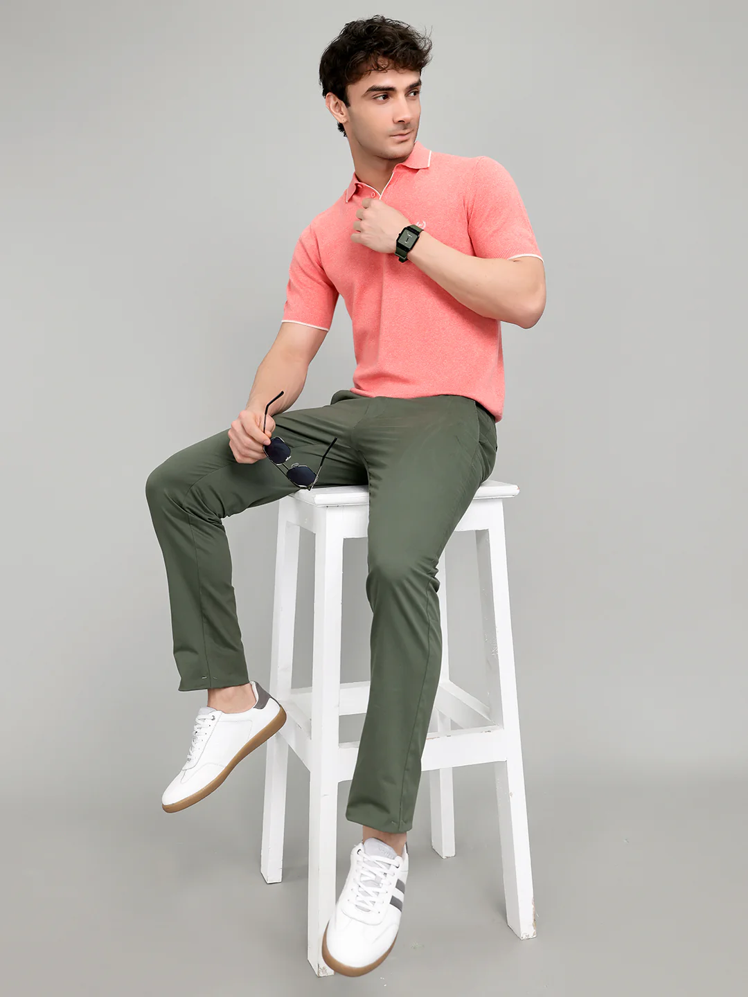 Men Pink Solid Collar Half Sleeve T-Shirt - Image 6