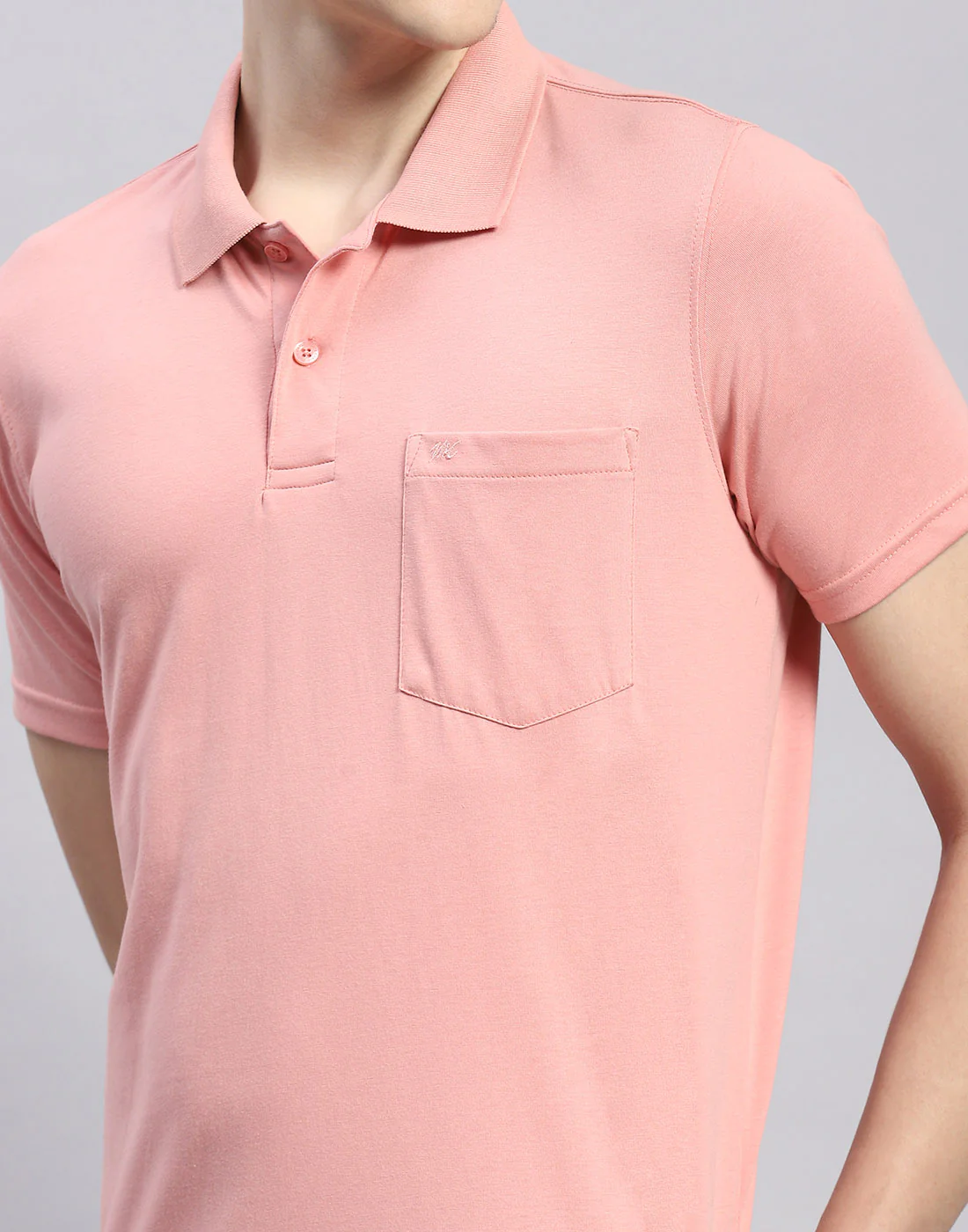 Men Pink Solid Polo Collar Half Sleeve T-Shirt - Image 6