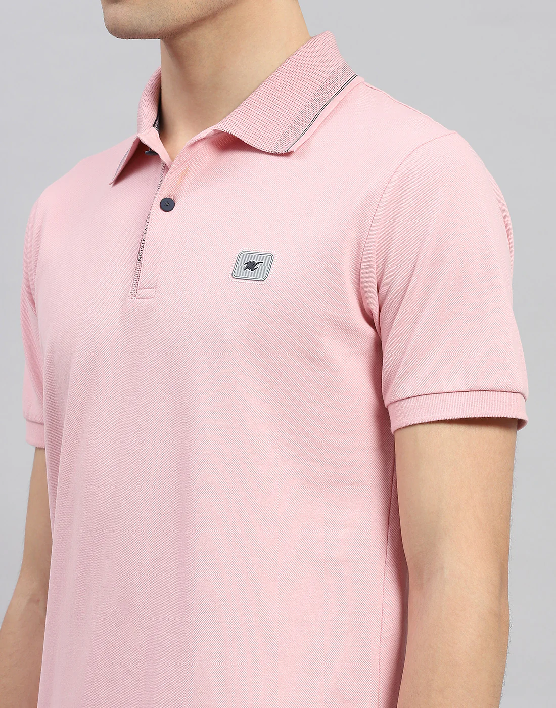 Men Pink Solid Polo Collar Half Sleeve T-Shirt - Image 6