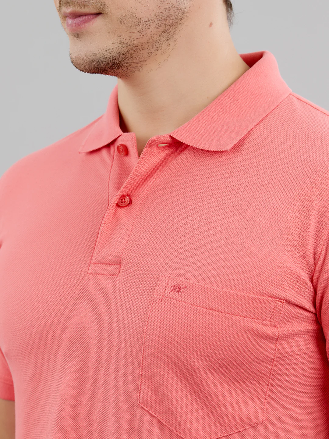 Men Pink Solid Polo Collar Half Sleeve T-Shirt - Image 5