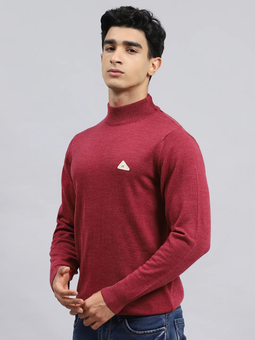 Men Pink Solid Pullover - Image 4
