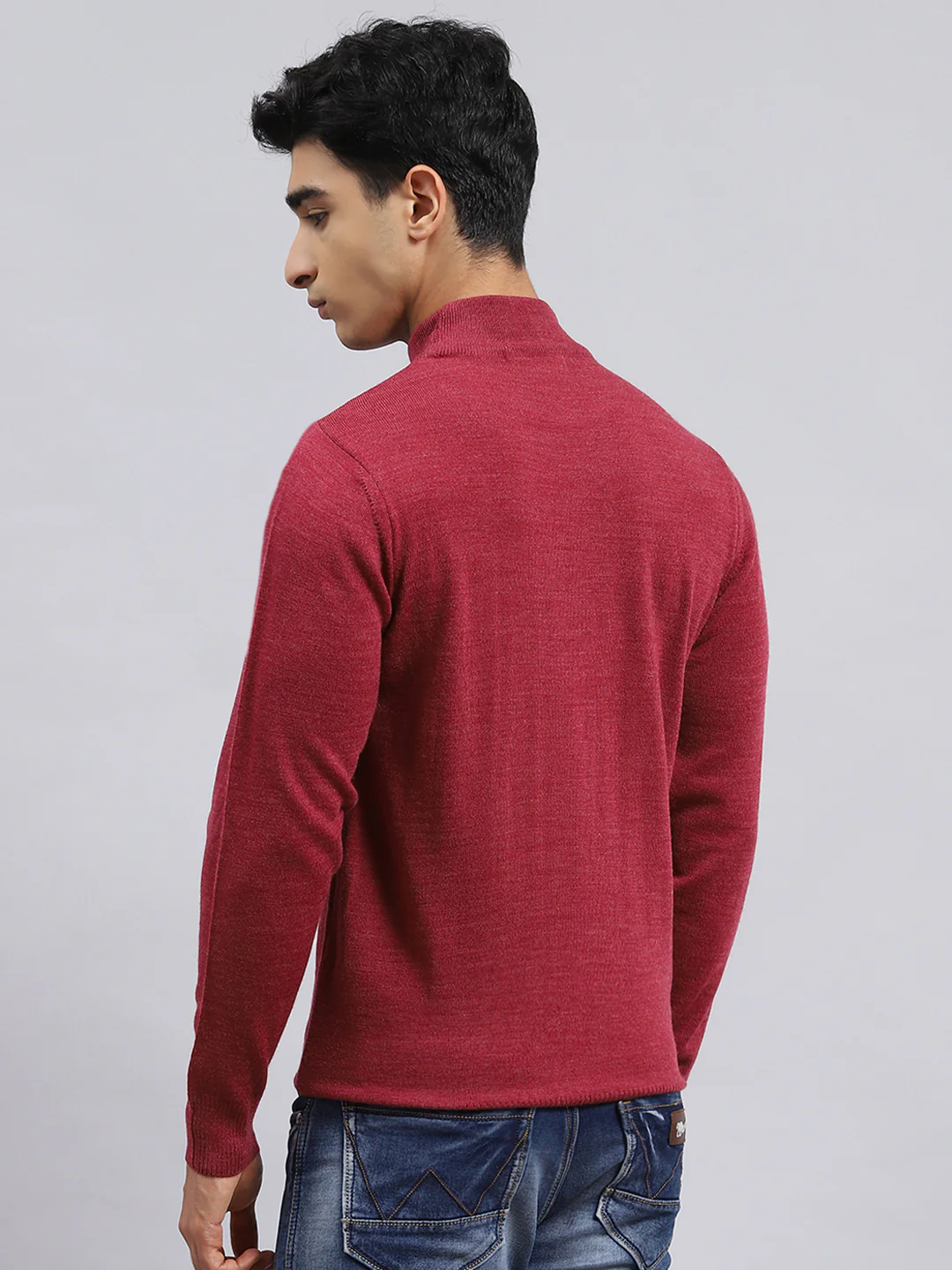Men Pink Solid Pullover - Image 5