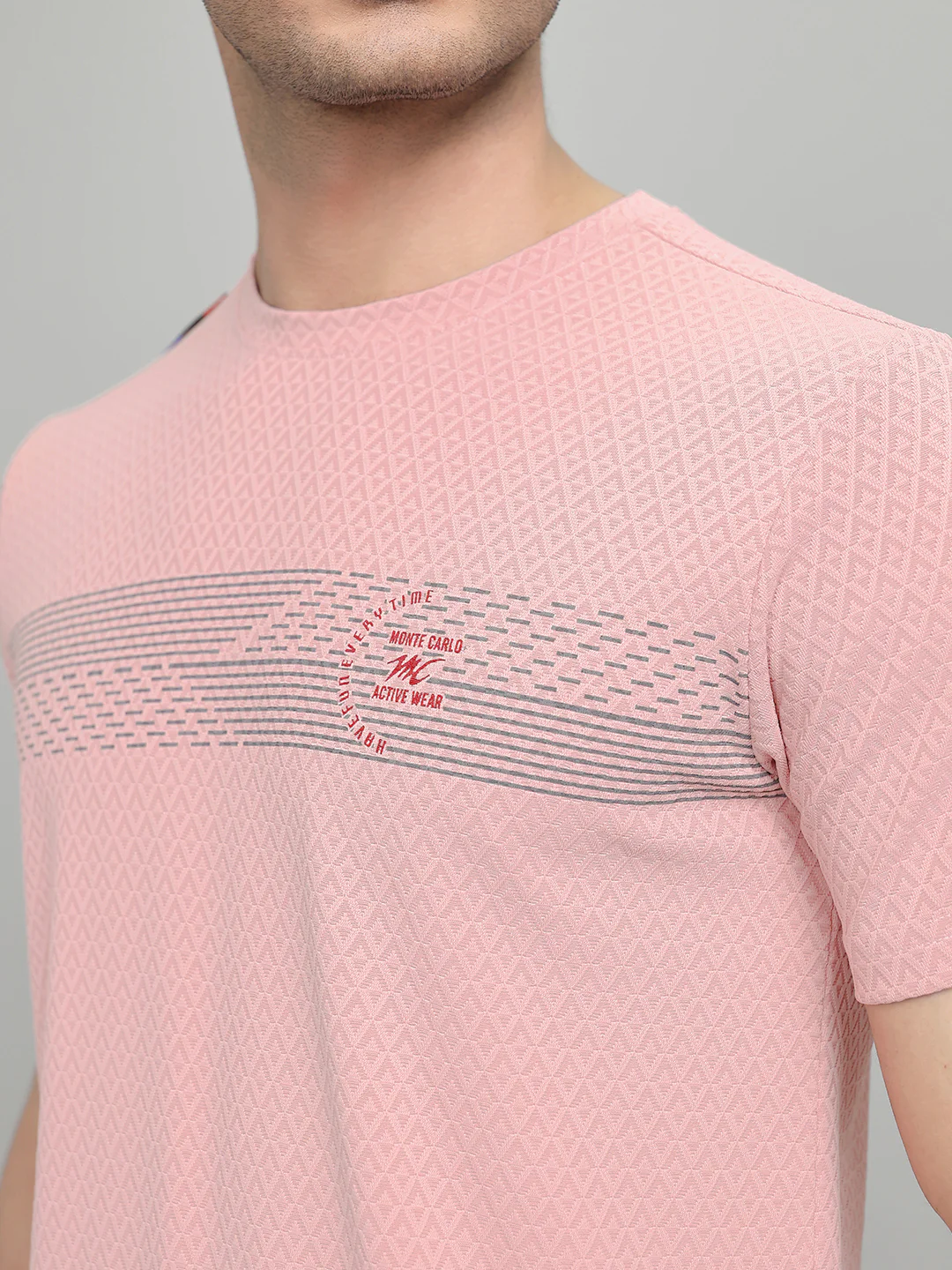 Men Pink Solid Round Neck Half Sleeve T-Shirt - Image 5
