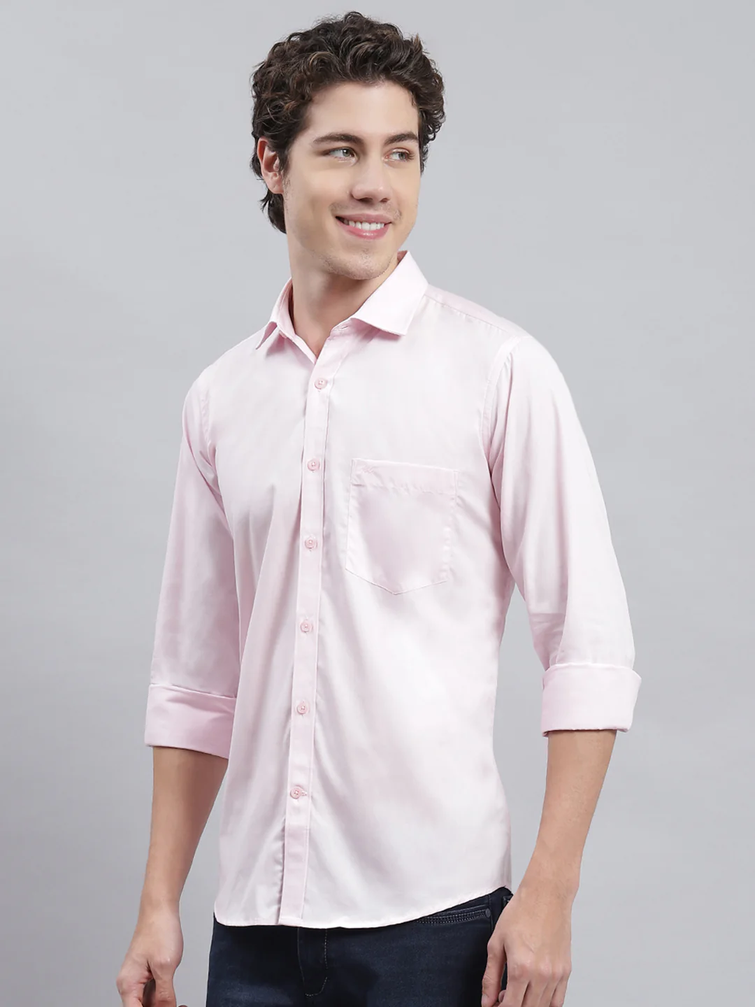Men Pink Solid Shirt - Image 4