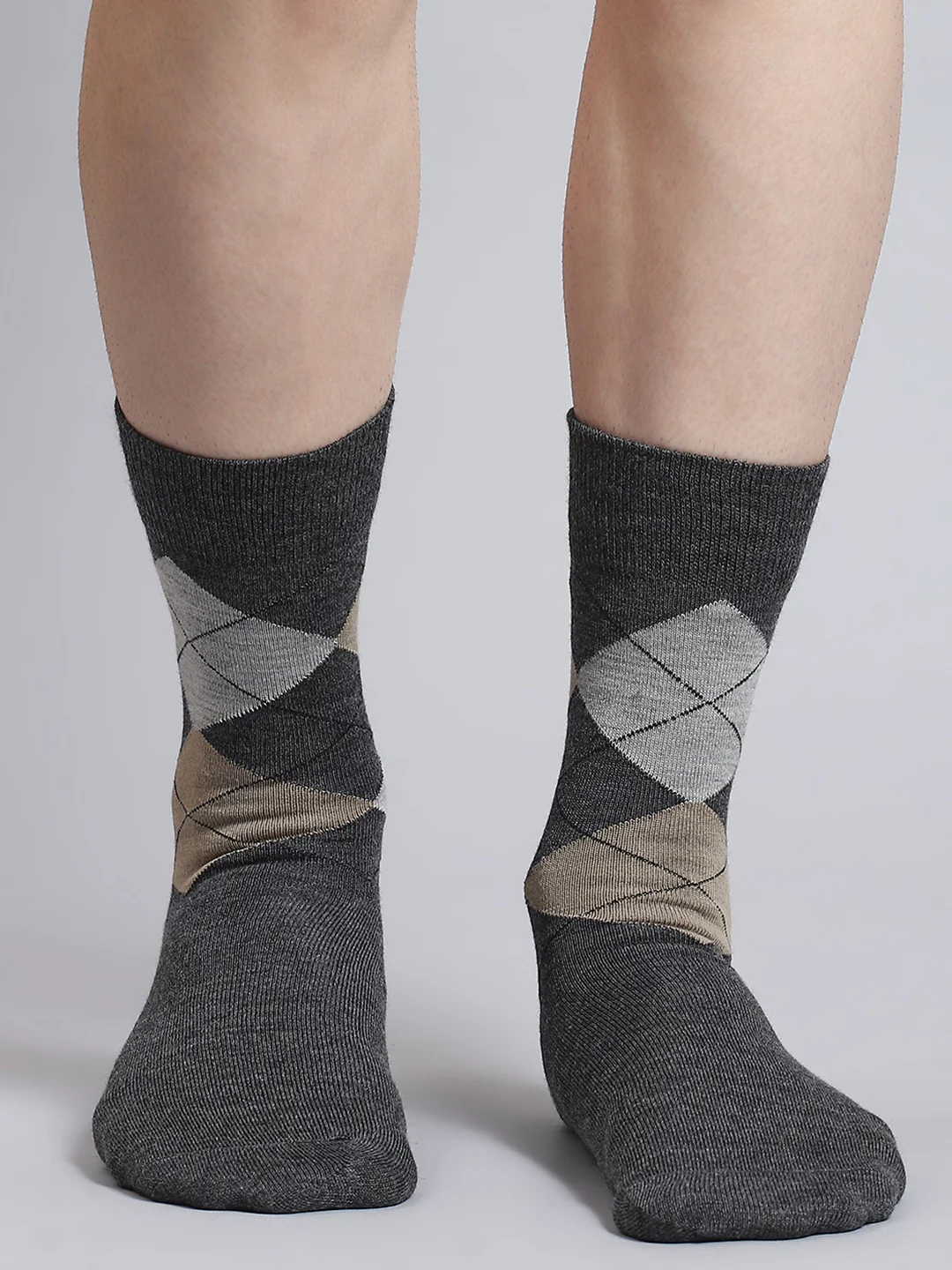 Men Pure Wool Printed Mid Calf Length Socks (1 Pair) - Image 2