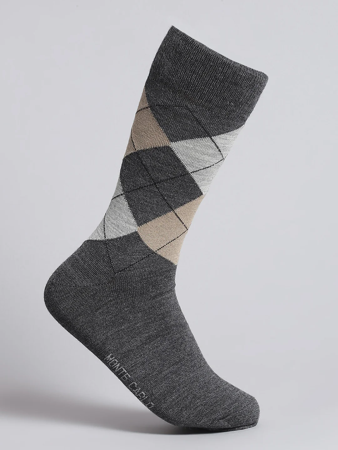 Men Pure Wool Printed Mid Calf Length Socks (1 Pair) - Image 3
