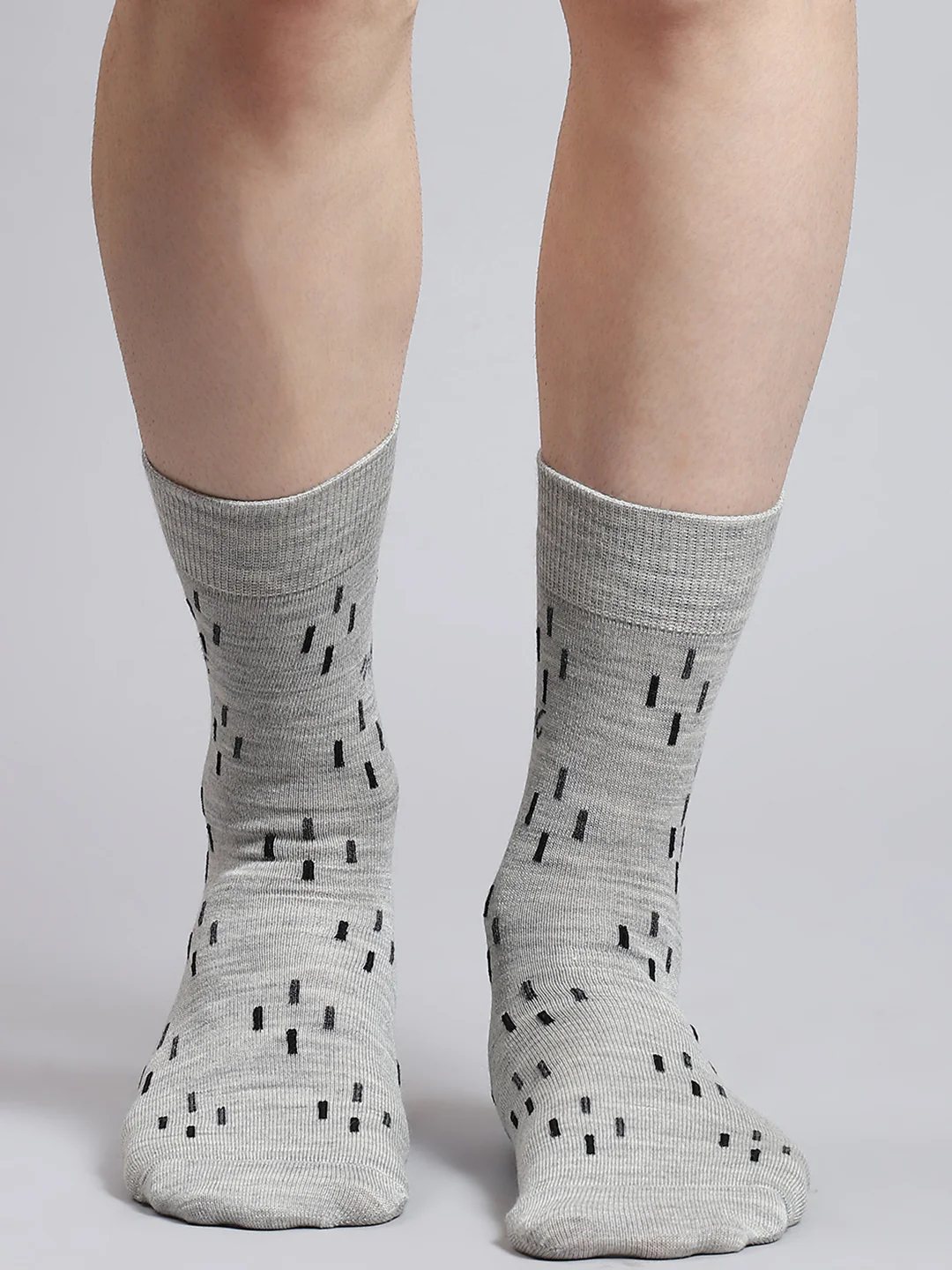 Men Pure Wool Printed Mid Calf Length Socks (1 Pair) - Image 2