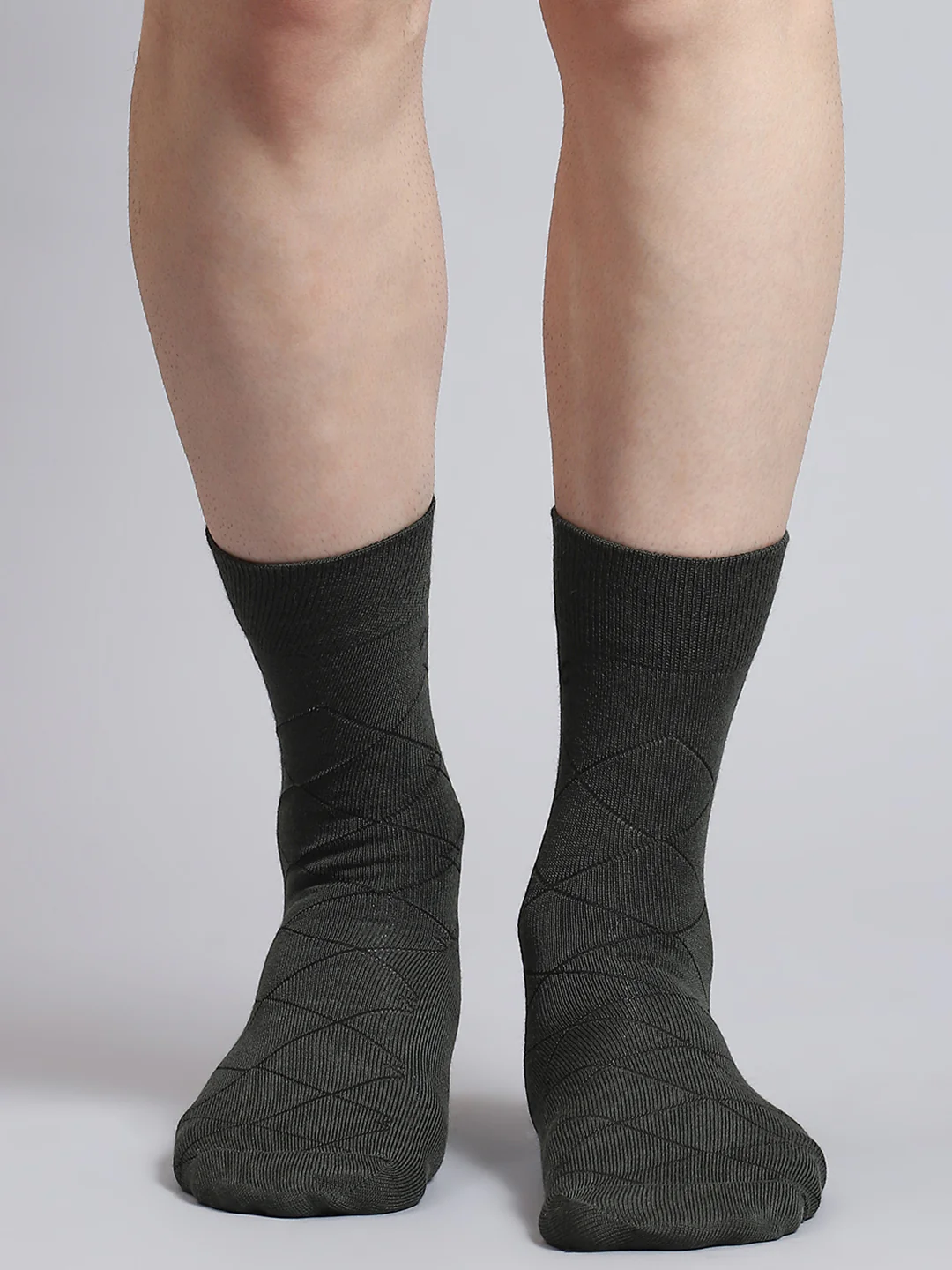 Men Pure Wool Self Design Mid Calf Length Socks (1 Pair) - Image 2