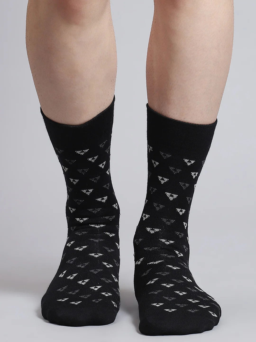 Men Pure Wool Self Design Mid Calf Length Socks (1 Pair) - Image 2