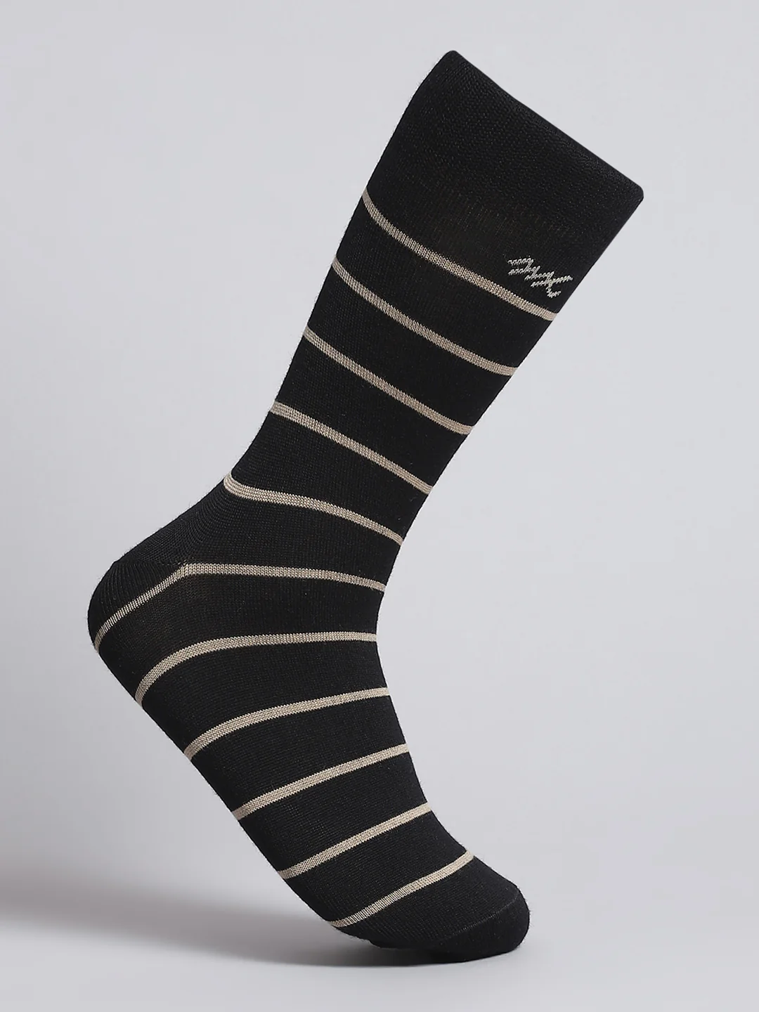 Men Pure Wool Stripe Mid Calf Length Socks (1 Pair) - Image 3