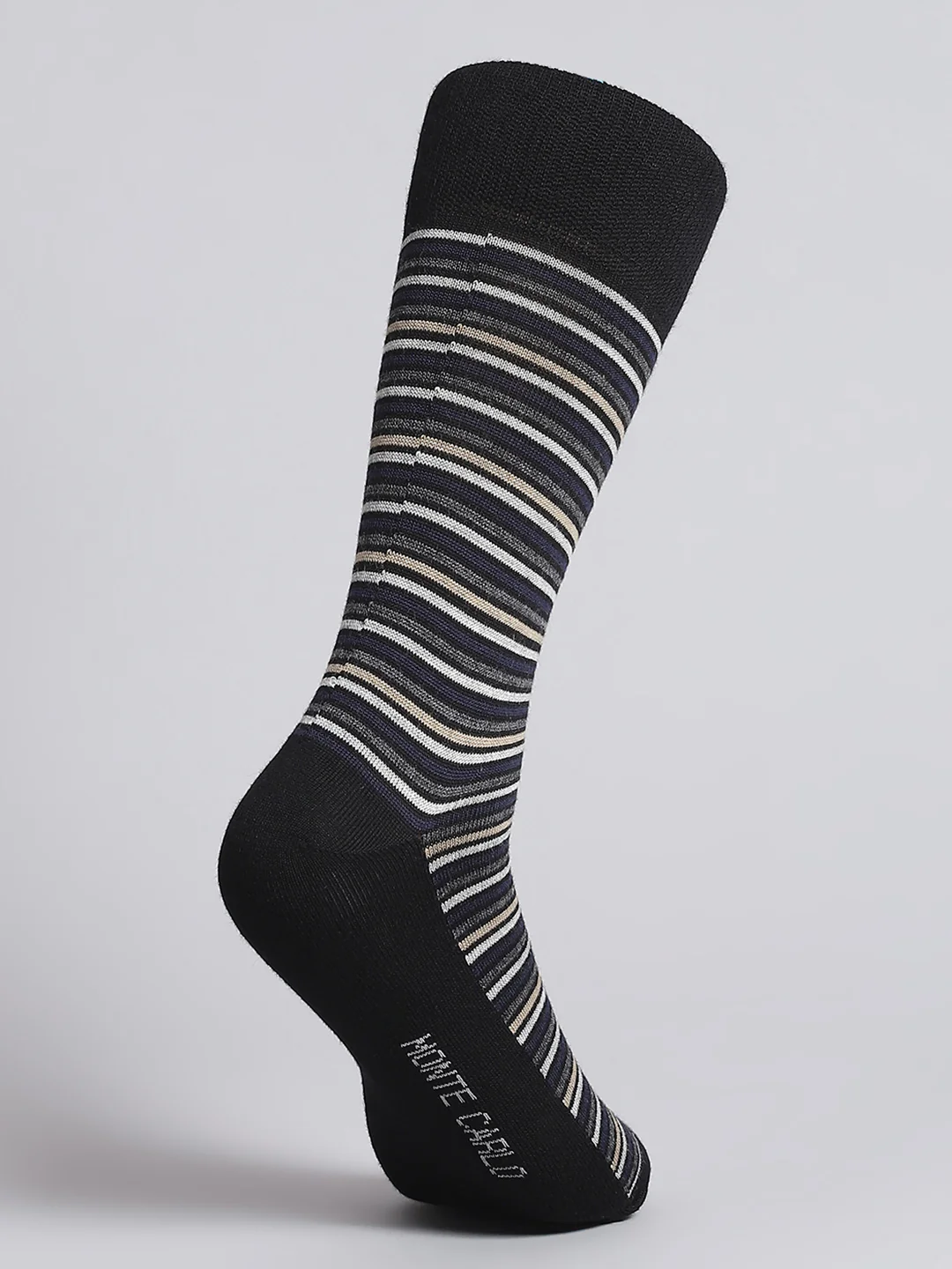 Men Pure Wool Stripe Mid Calf Length Socks (1 Pair) - Image 4