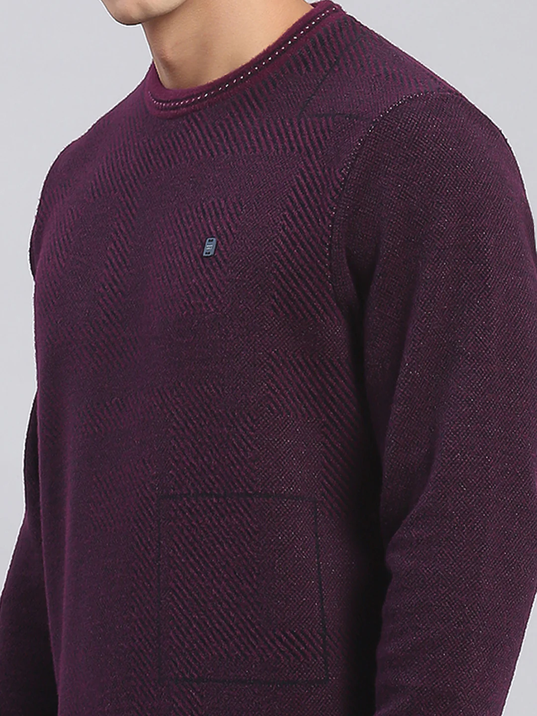 Men Purple Printed Round Neck Full Sleeve Sweatshirts - Image 6