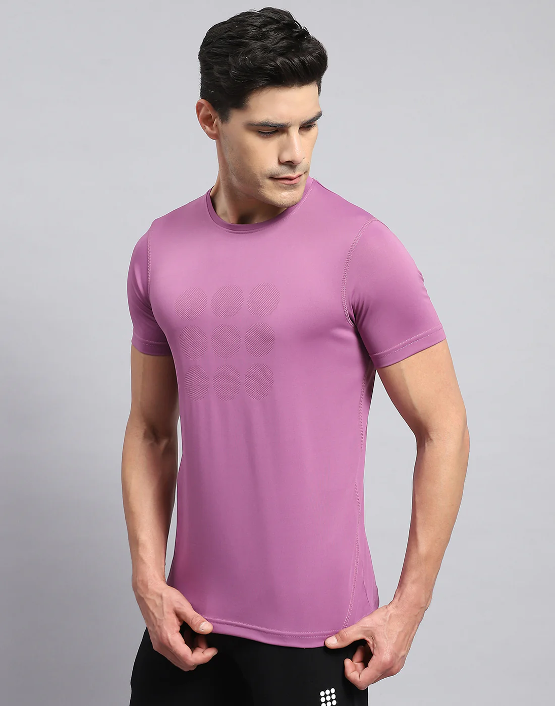 Rock.it Men Purple Self Design Round Neck Half Sleeve T-Shirt - Image 4