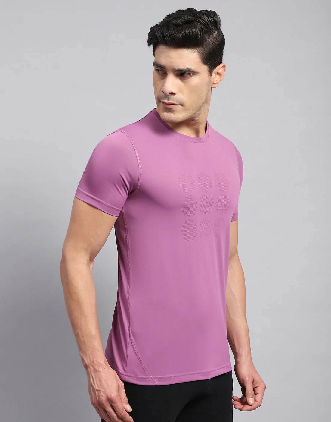 Rock.it Men Purple Self Design Round Neck Half Sleeve T-Shirt - Image 5