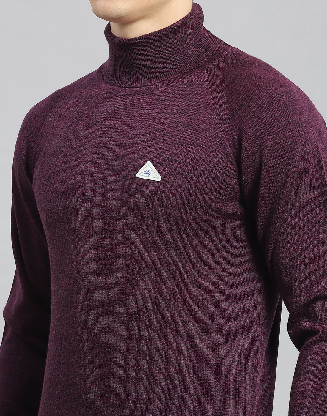 Men Purple Solid H Neck Full Sleeve Pullover - Image 6