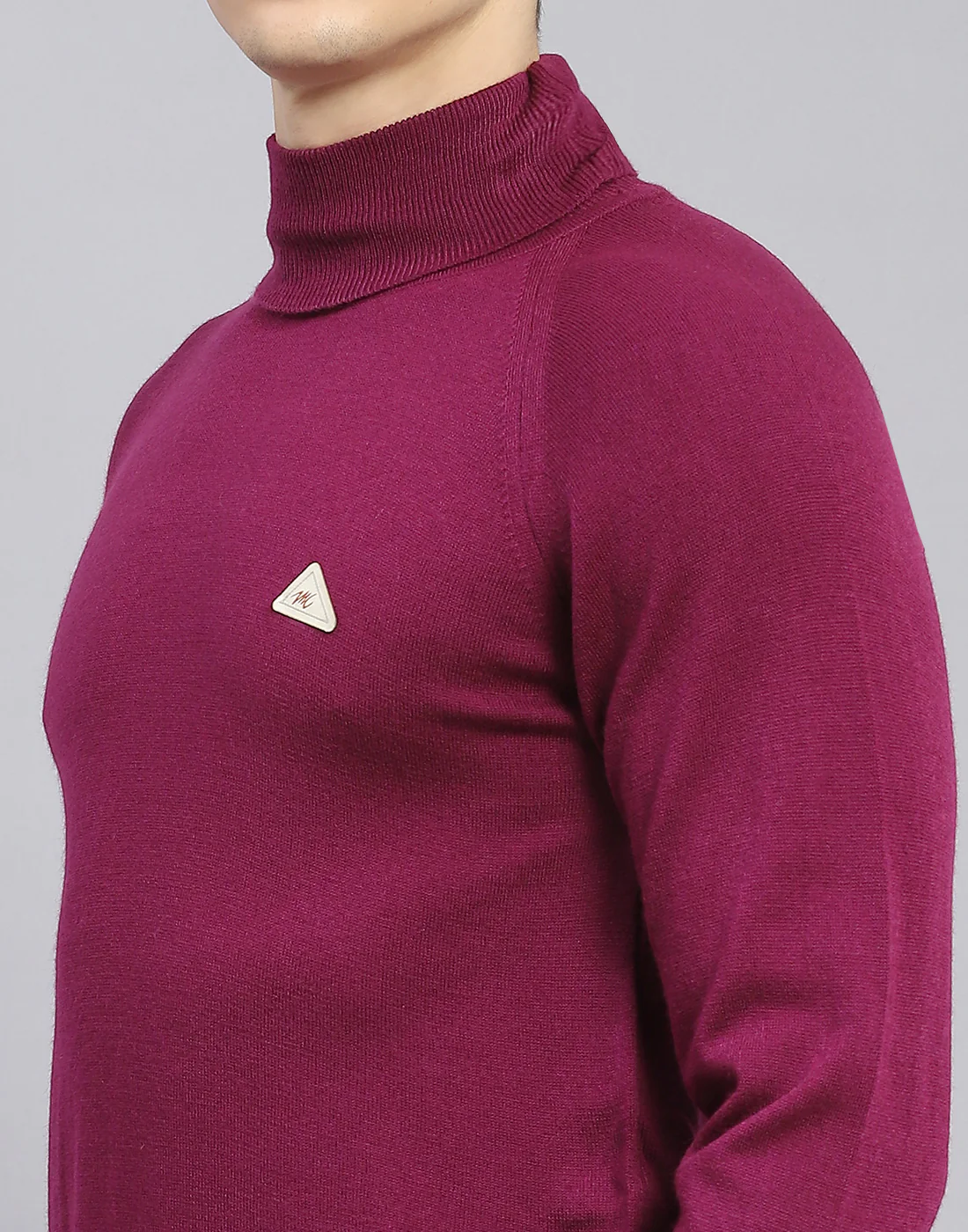 Men Purple Solid H Neck Full Sleeve Sweater - Image 8