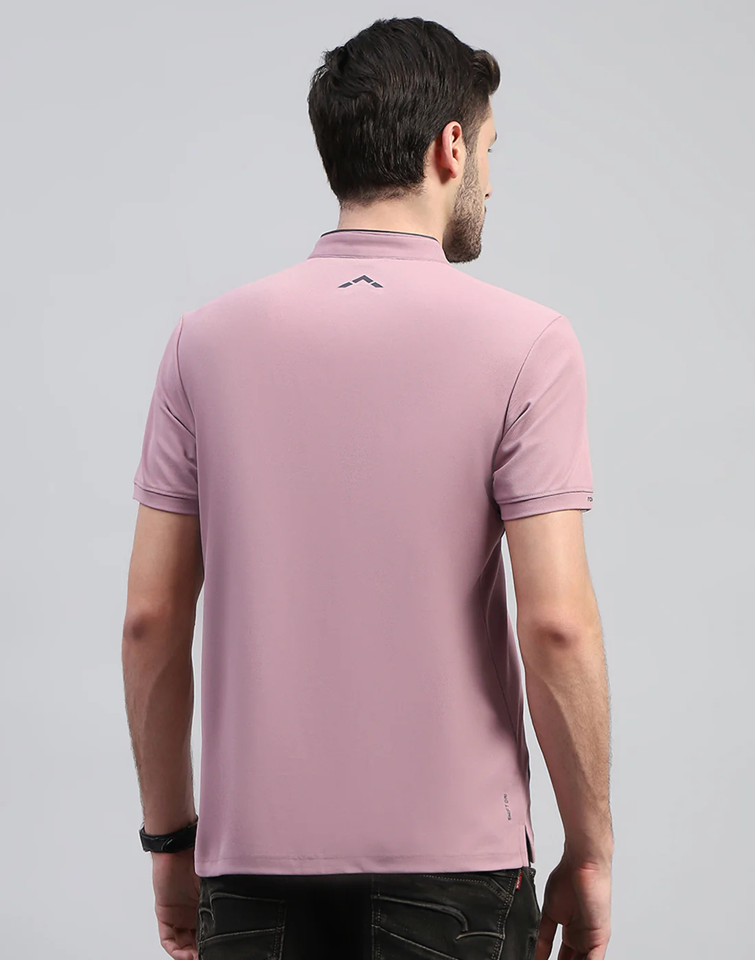 Rock.it Men Purple Solid Mandarin Neck Half Sleeve T-Shirt - Image 5