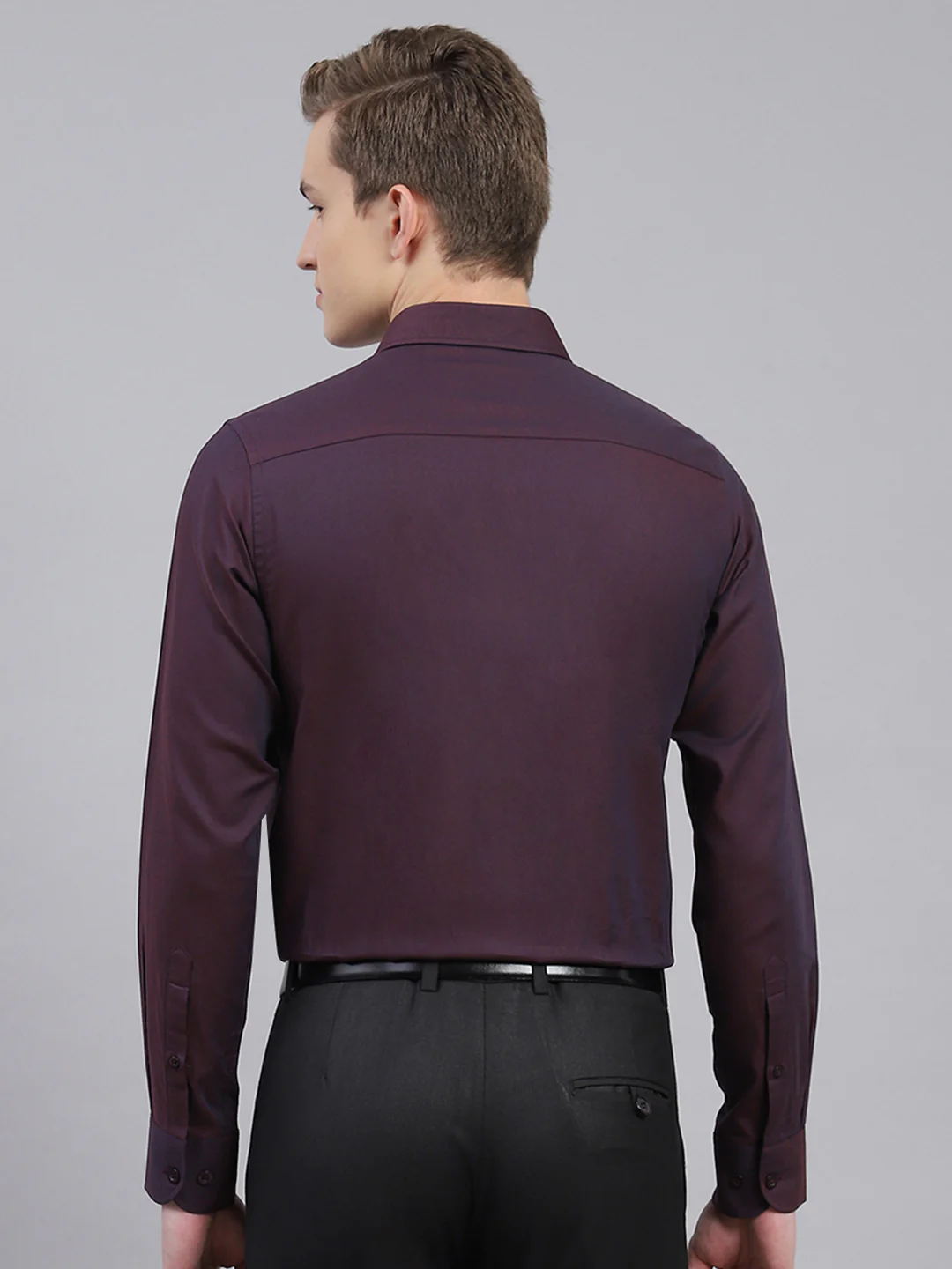 Men Purple Solid Shirt - Image 5