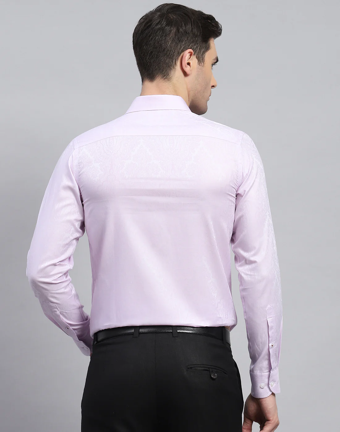 Men Purple Solid Spread Collar Full Sleeve Shirt - Image 5