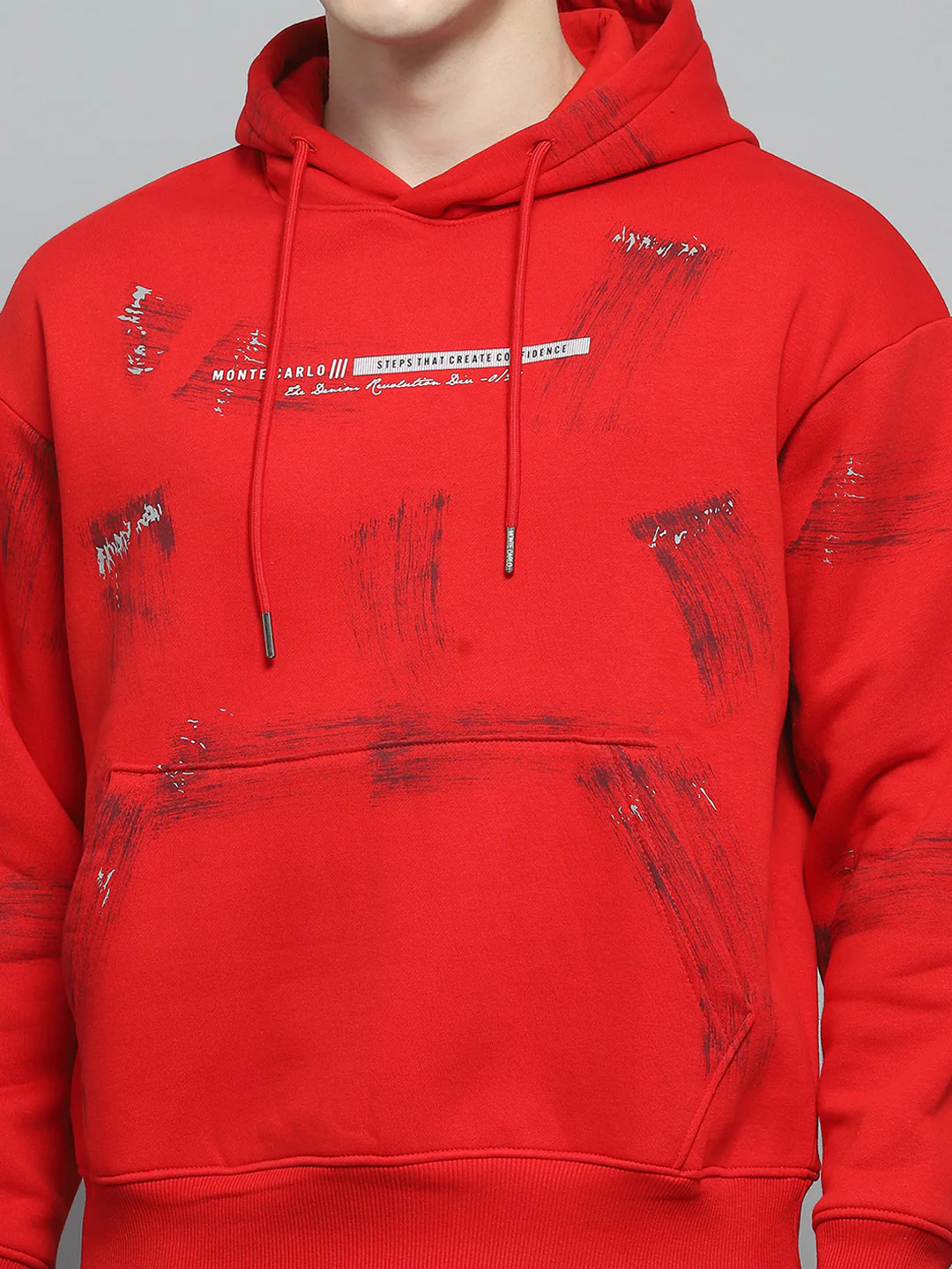 Men Red & Navy Blue Printed Hooded Full Sleeve Winter Tracksuit - Image 6