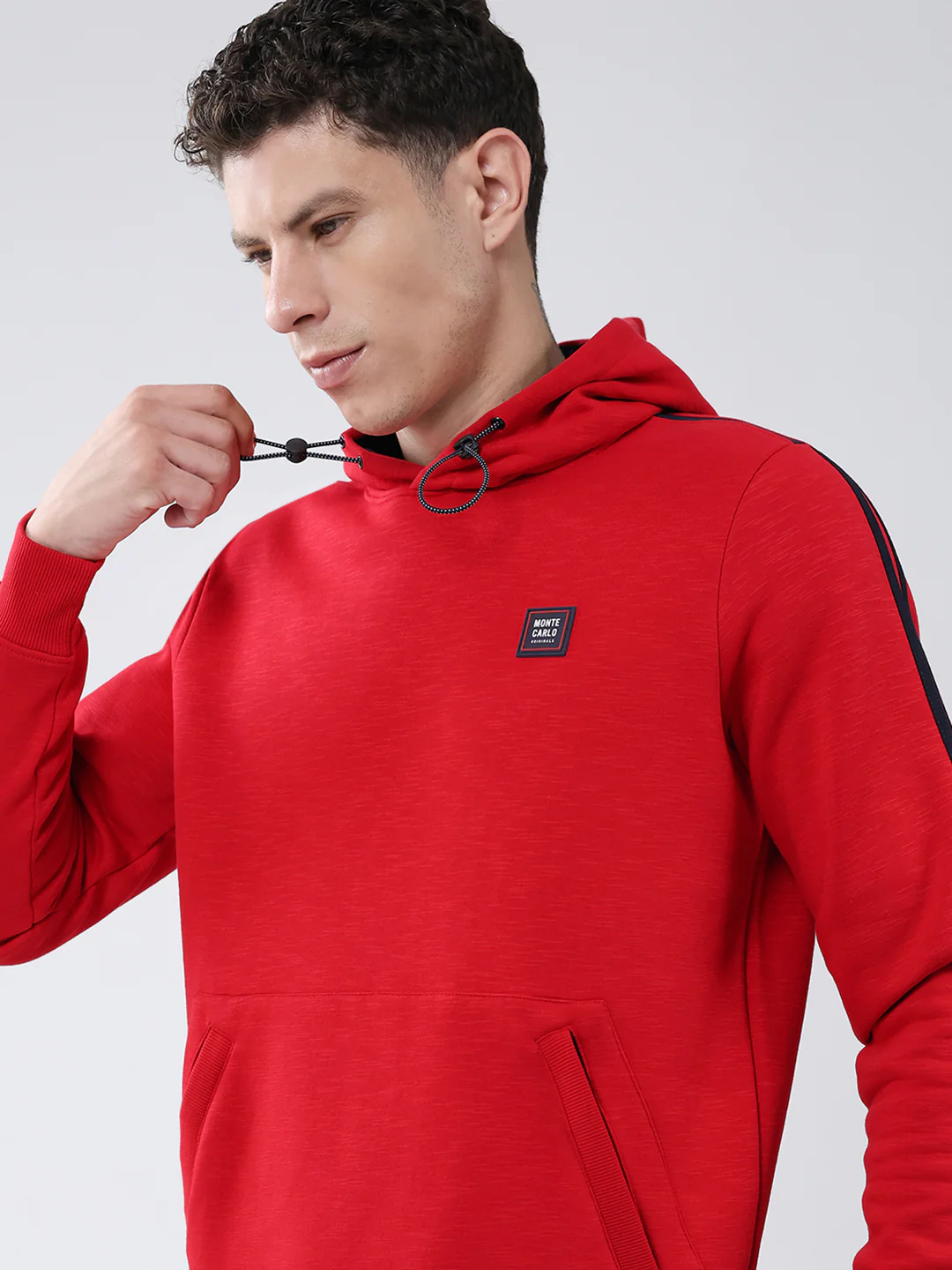 Men Red & Navy Blue Solid Hooded Full Sleeve Winter Tracksuit - Image 7