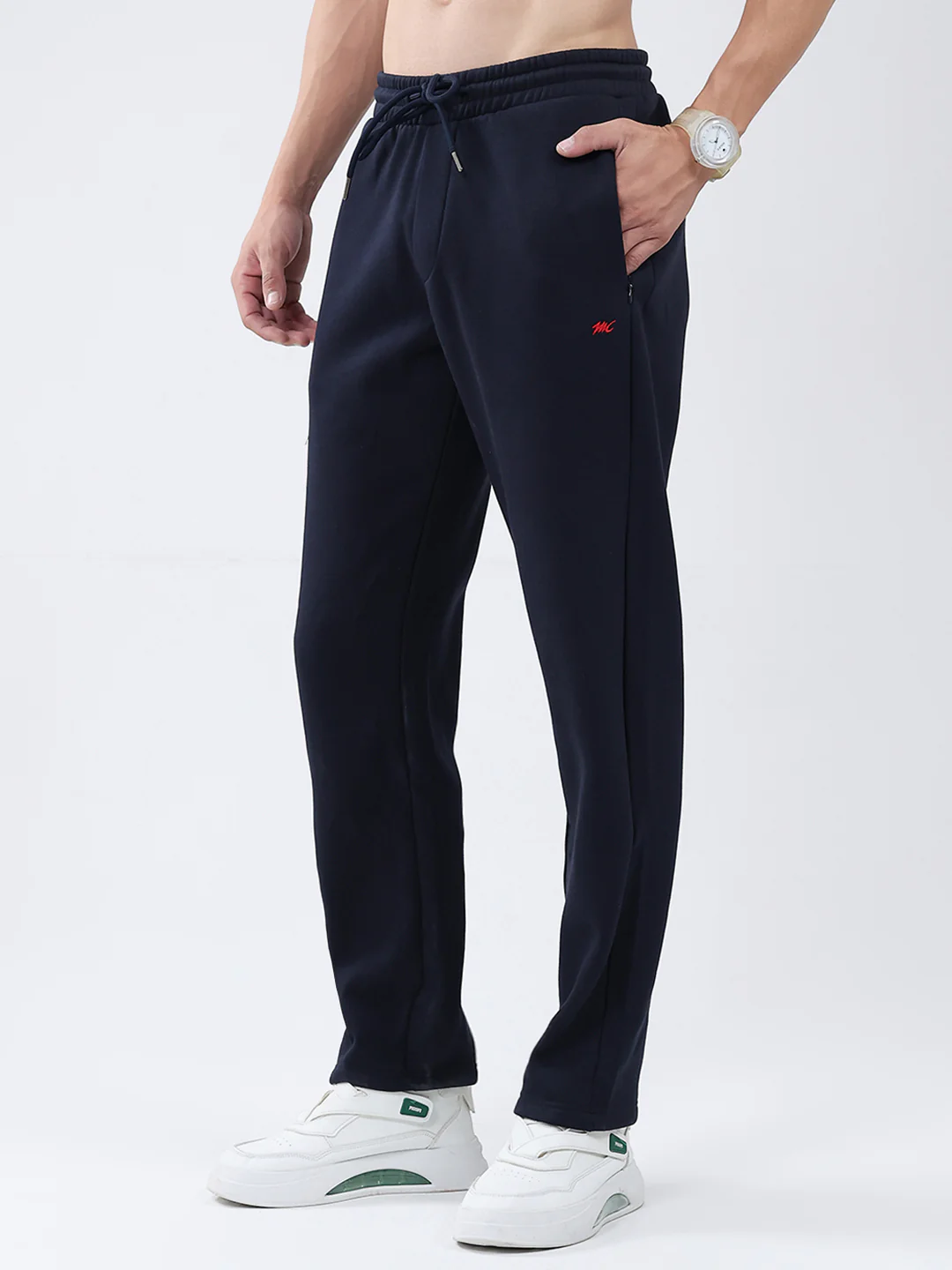 Men Red & Navy Blue Solid Hooded Full Sleeve Winter Tracksuit - Image 9