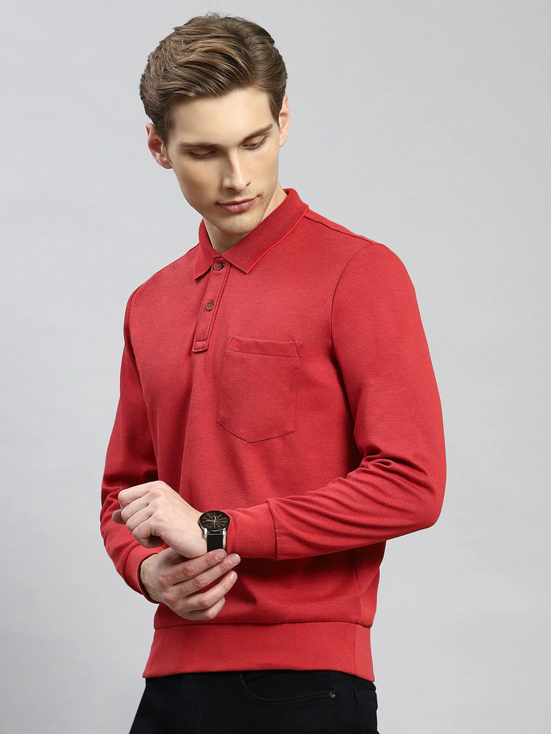 Men Red Plain T-Shirt - Image 4