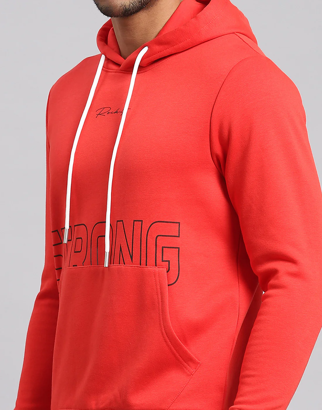 Rock.it Men Red Printed Hooded Full Sleeve Sweatshirt - Image 7