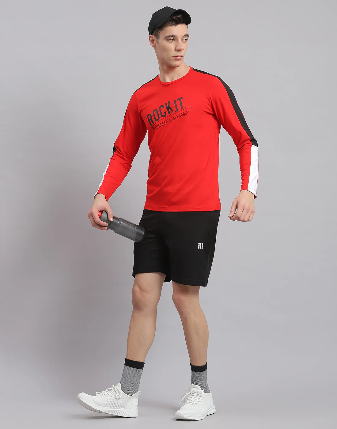 Rock.it Men Red Printed Round Neck Full Sleeve Active T-Shirt - Image 2