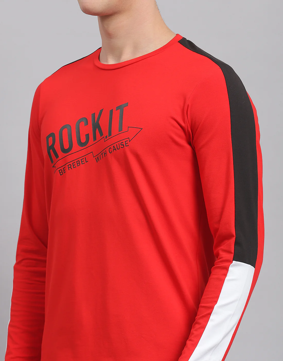 Rock.it Men Red Printed Round Neck Full Sleeve Active T-Shirt - Image 6
