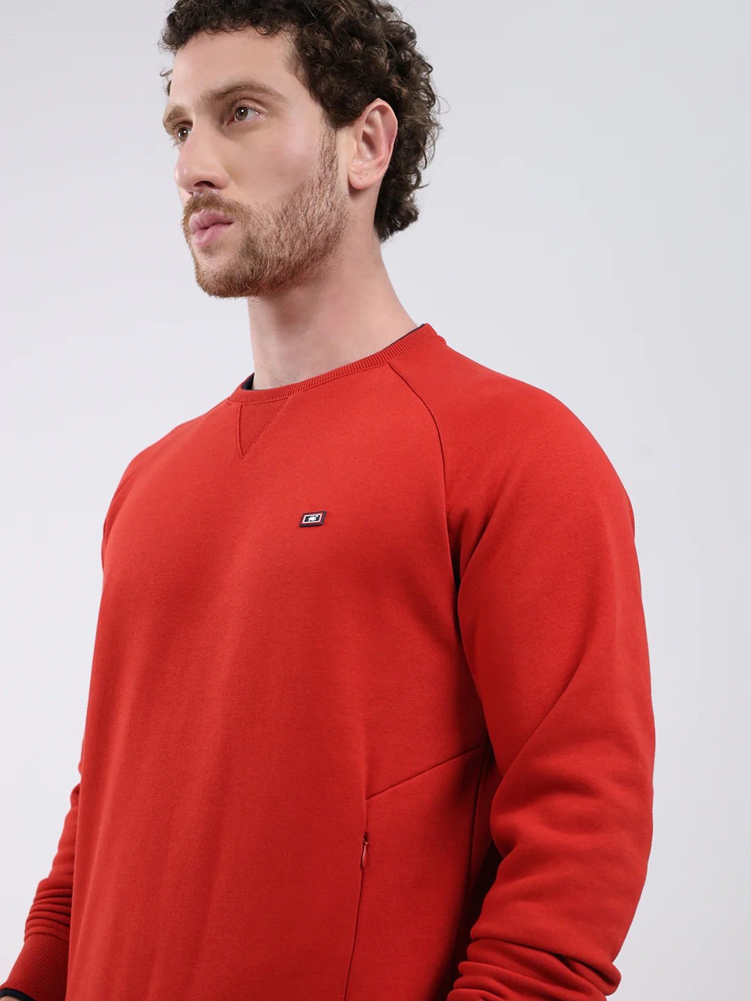 Men Red Printed Round Neck Full Sleeve Sweatshirt - Image 6