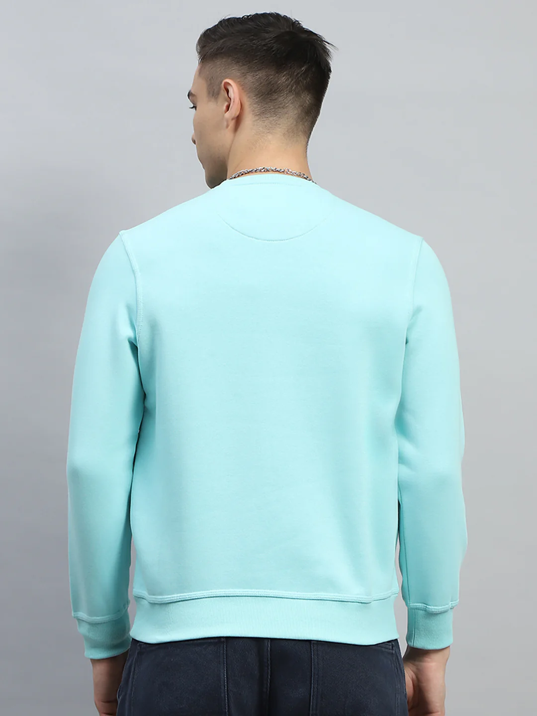 Men Red & Sky Blue Printed Round Neck Full Sleeve Sweatshirt - Image 10