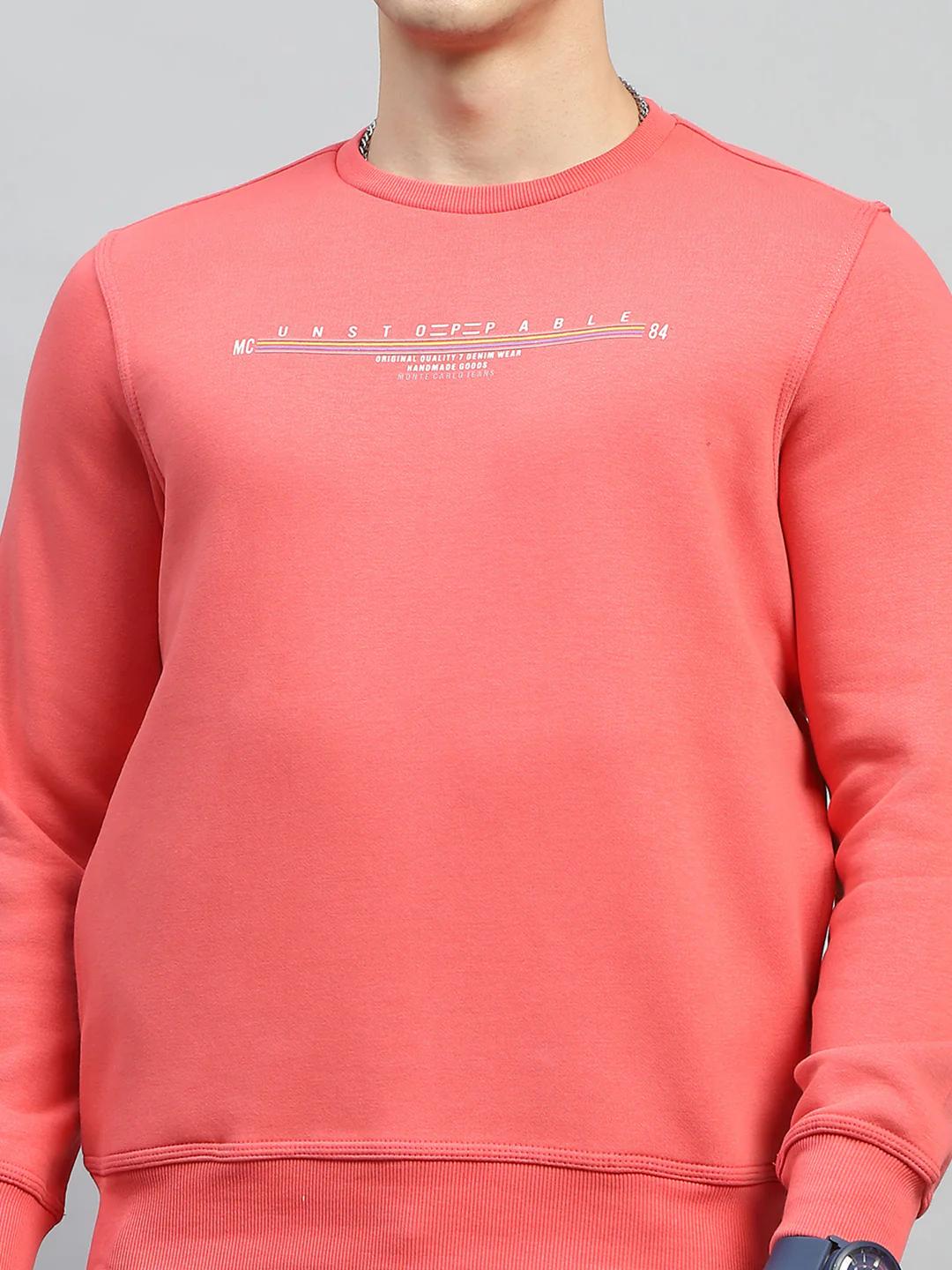 Men Red & Sky Blue Printed Round Neck Full Sleeve Sweatshirt - Image 11